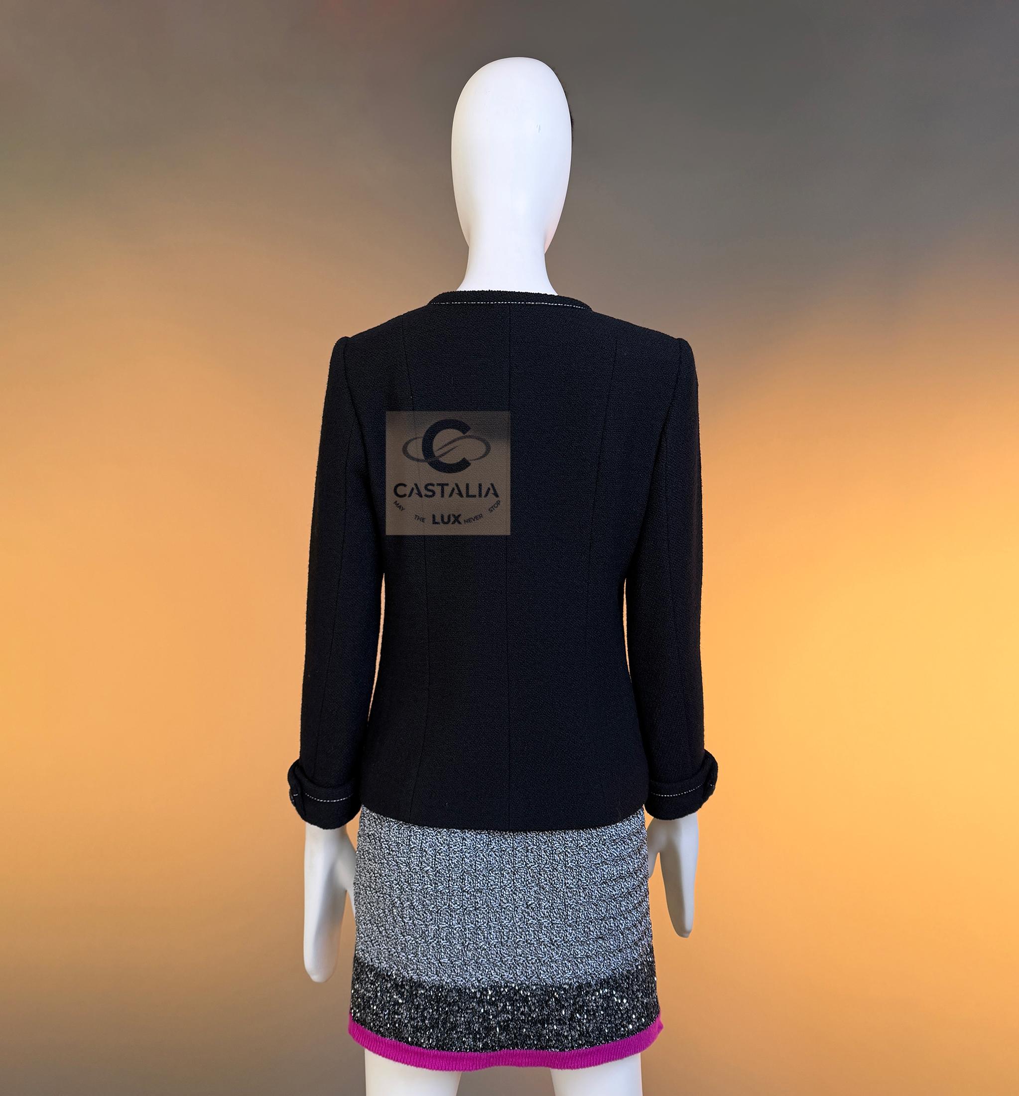 CHANEL New COCO Brasserie Timeless Black Tweed Jacket 36 FR en vente 14