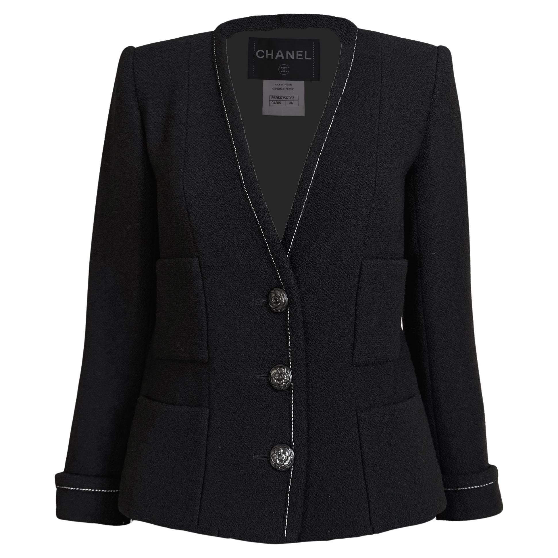 CHANEL New COCO Brasserie Timeless Black Tweed Jacket 36 FR