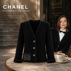 CHANEL New COCO Brasserie Timeless Black Tweed Jacket 38 FR