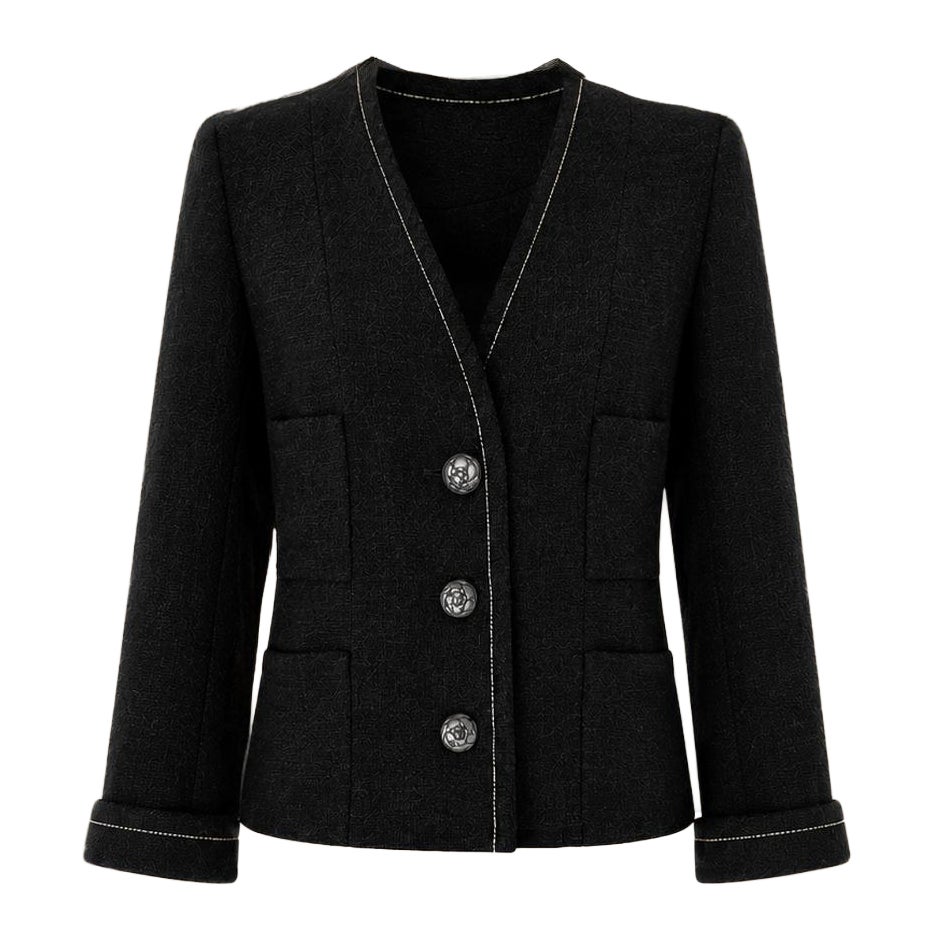 CHANEL New COCO Brasserie Timeless Black Tweed Jacket 38 FR