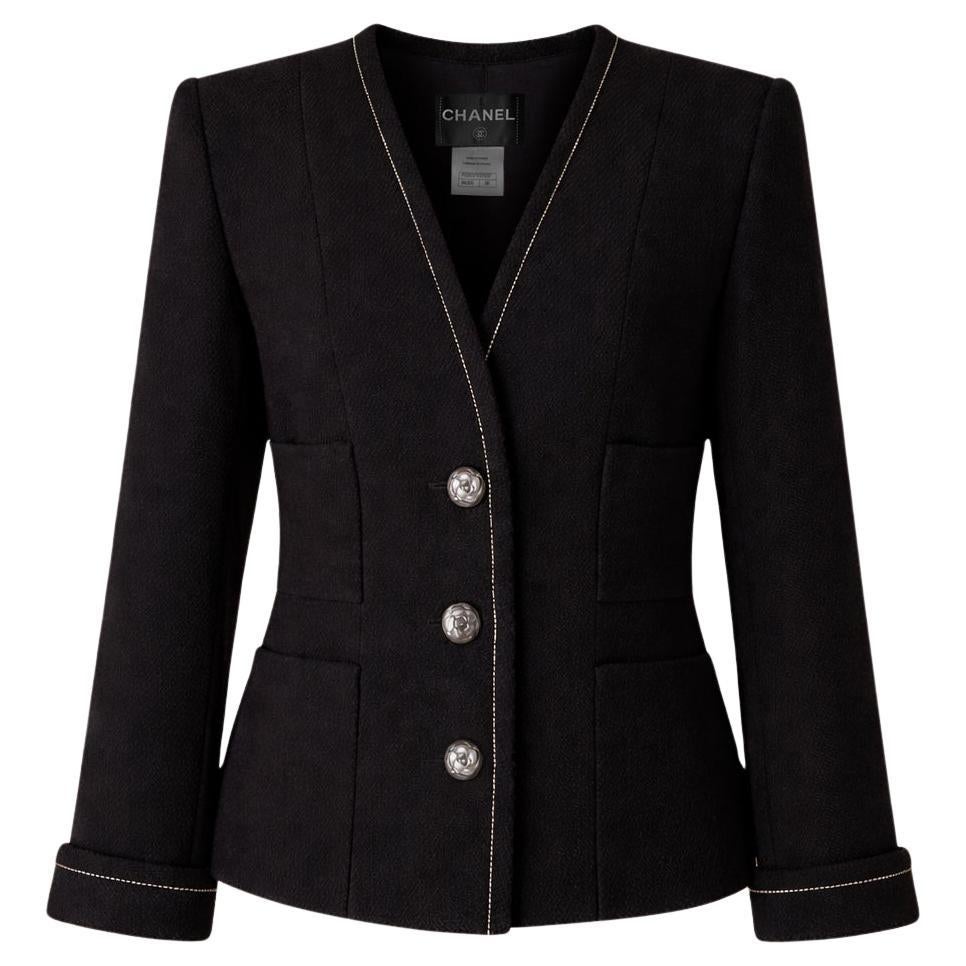 CHANEL New COCO Brasserie Timeless Black Tweed Jacket 38 FR For Sale