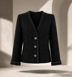 CHANEL New COCO Brasserie Timeless Black Tweed Jacket 38 FR