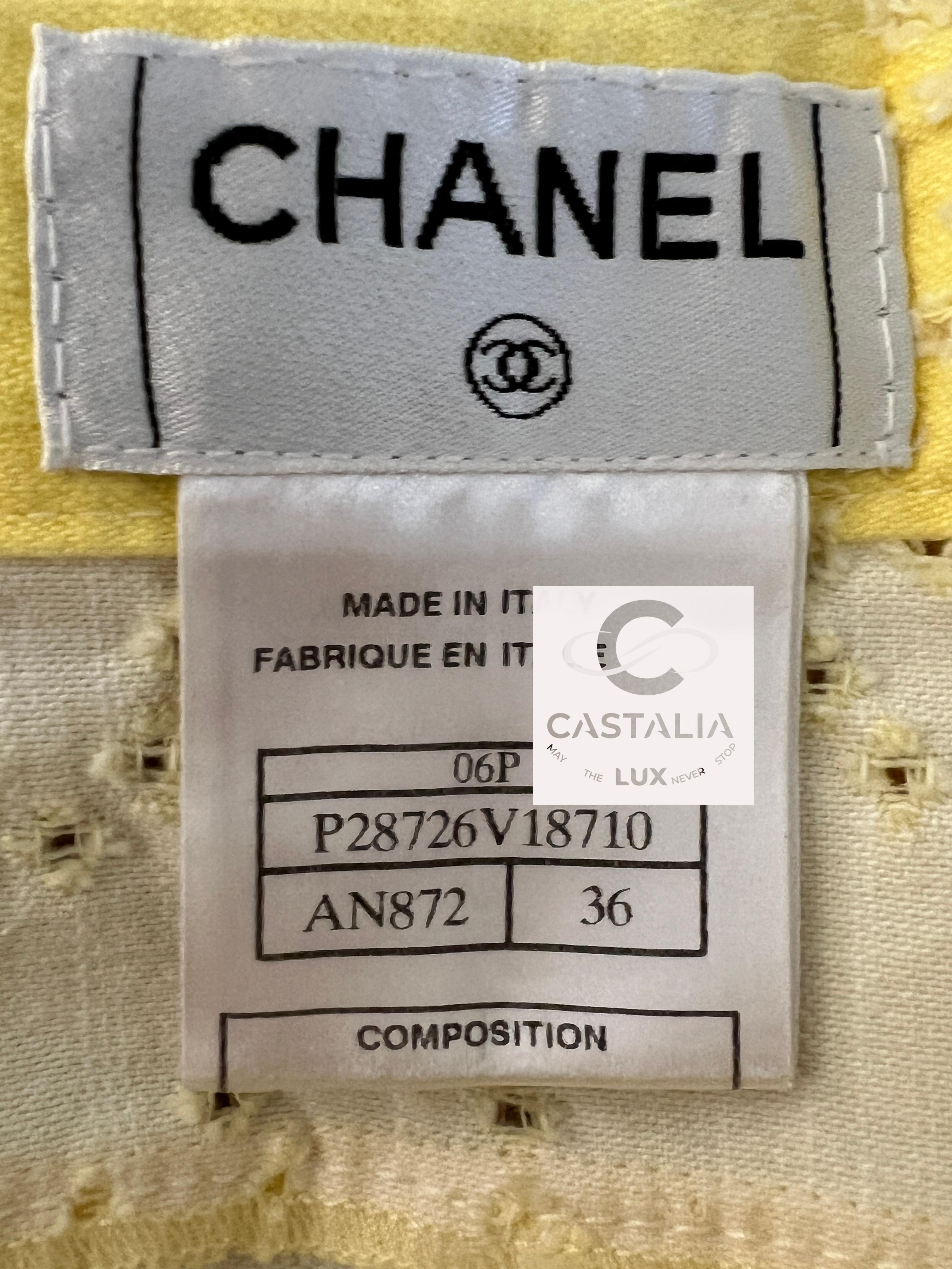 Chanel - Short en jean jaune avec logo CC, neuf, 36 FR en vente 5