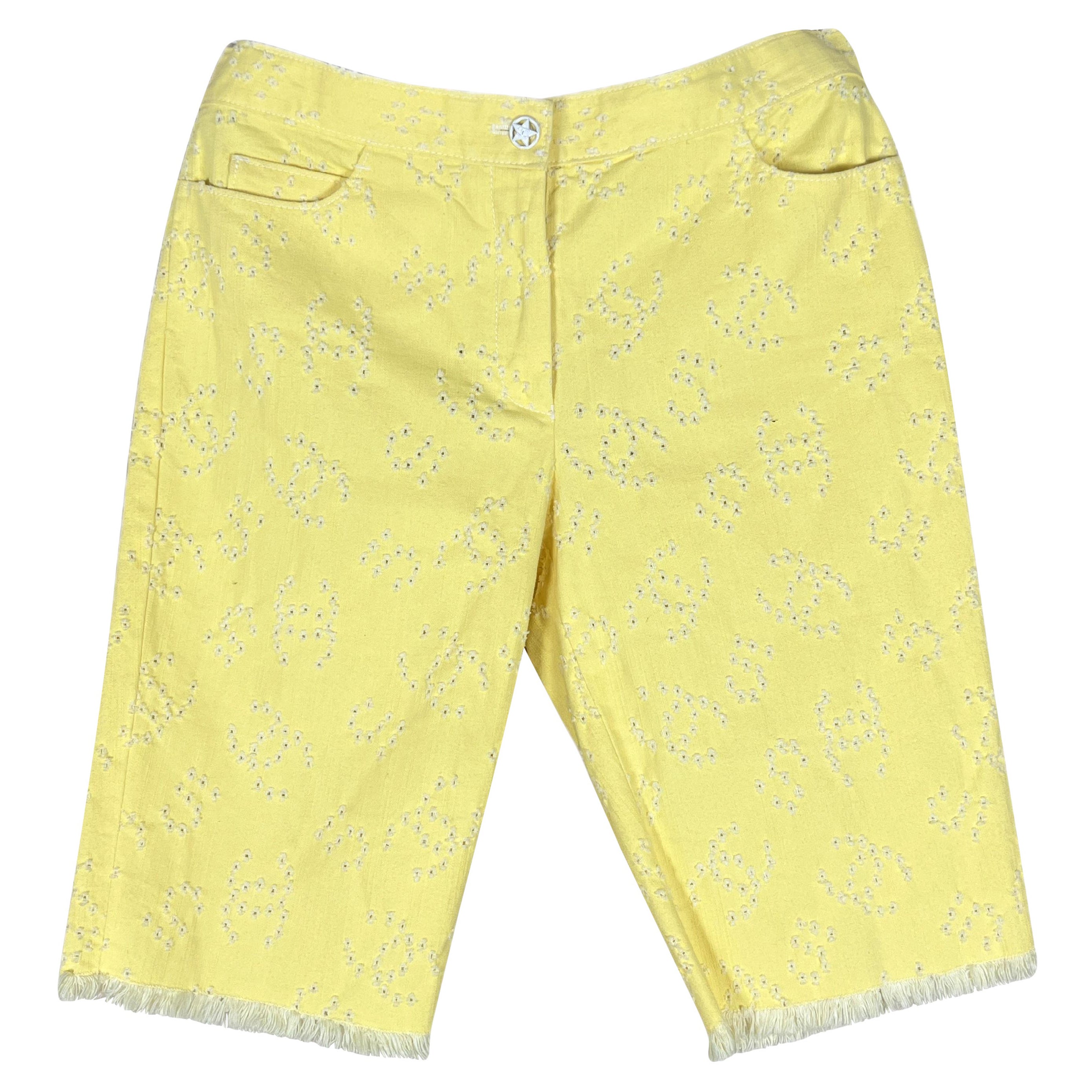 Chanel New Collectors CC Logo Pantalones cortos vaqueros amarillos 36 FR