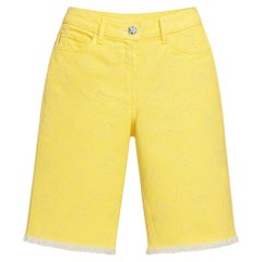 CHANEL New Collectors CC Logo Yellow Denim Shorts 36 FR