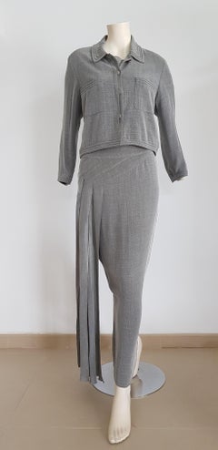 CHANEL "New" Couture Jacket and Long Dress Silk Grey Suit - Unworn