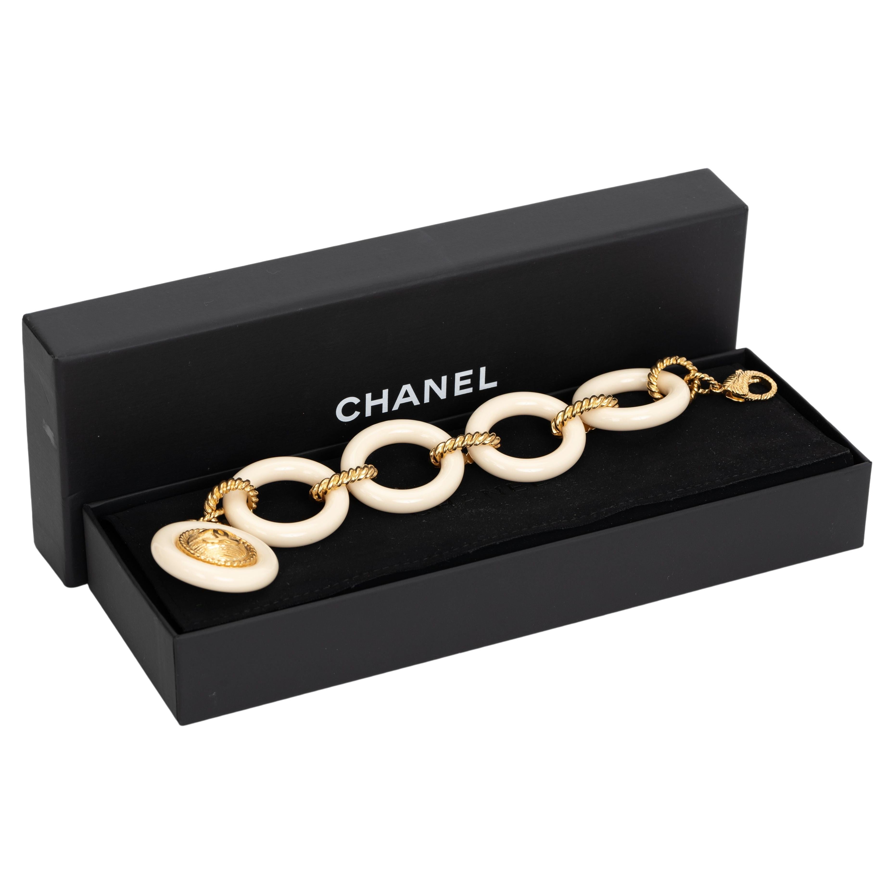 Chanel New Cream Lucite Coin Bracelet For Sale
