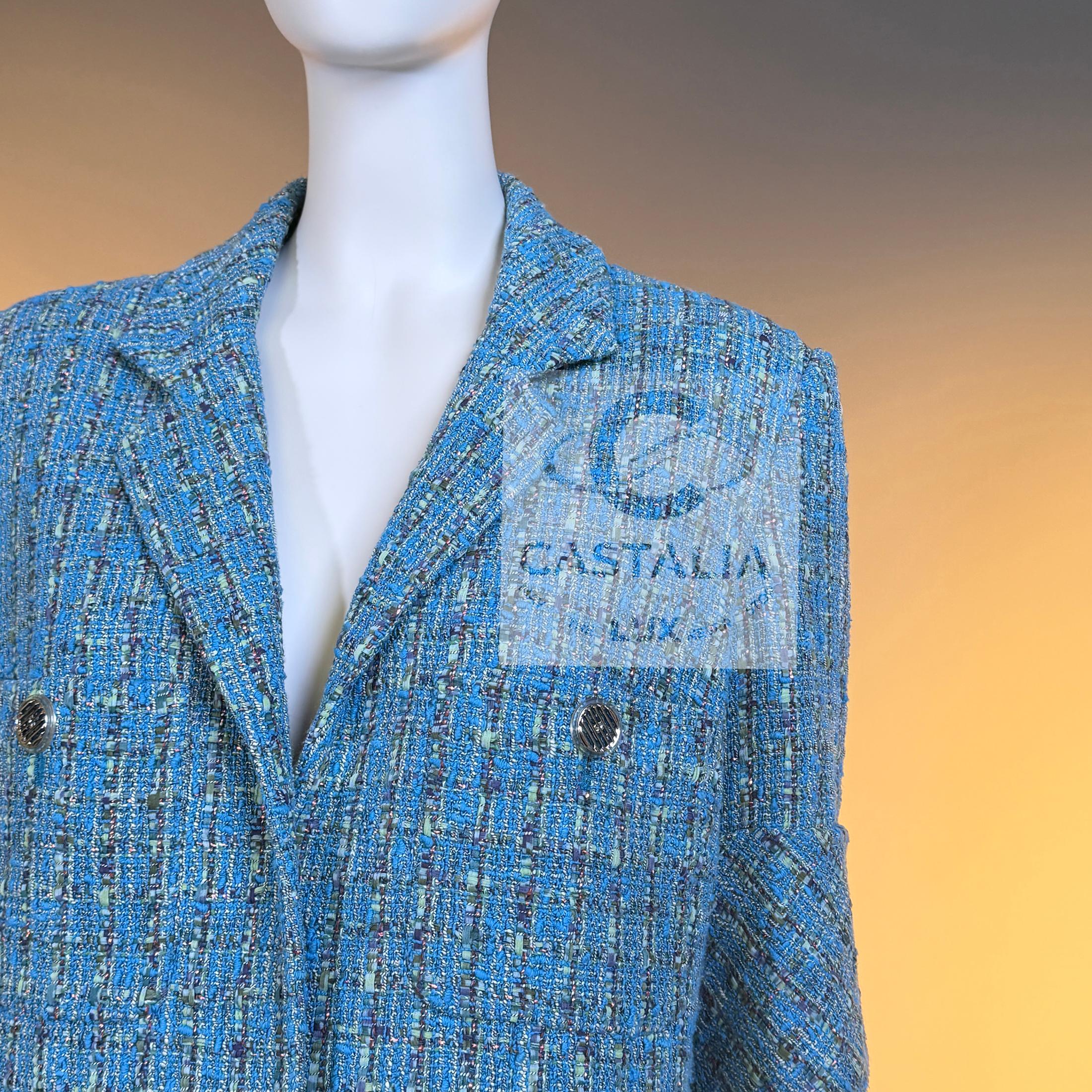 Chanel Nuovo Rinascimento Digitale Giacca in tweed blu 42 FR in vendita 5