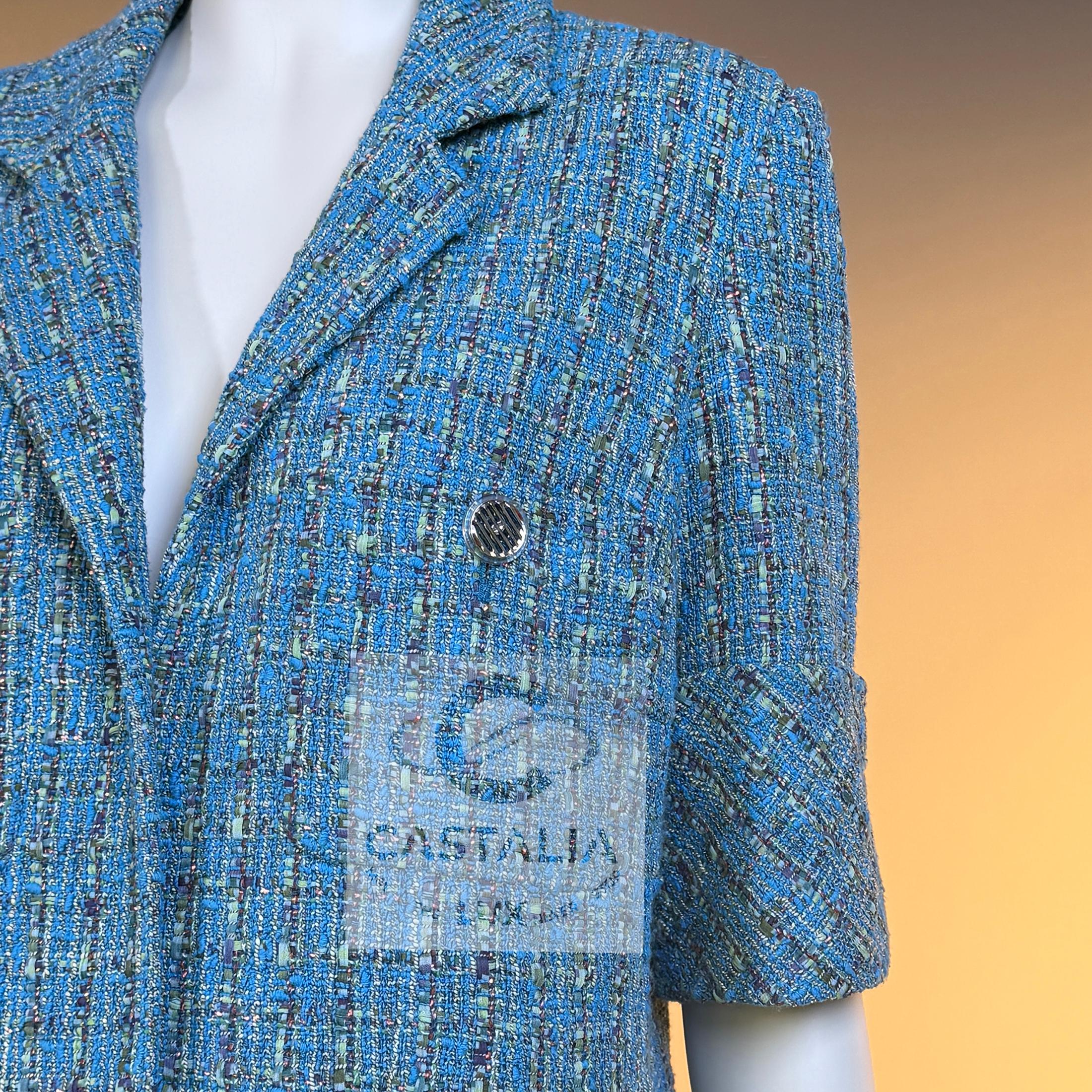Chanel Nuovo Rinascimento Digitale Giacca in tweed blu 42 FR in vendita 6