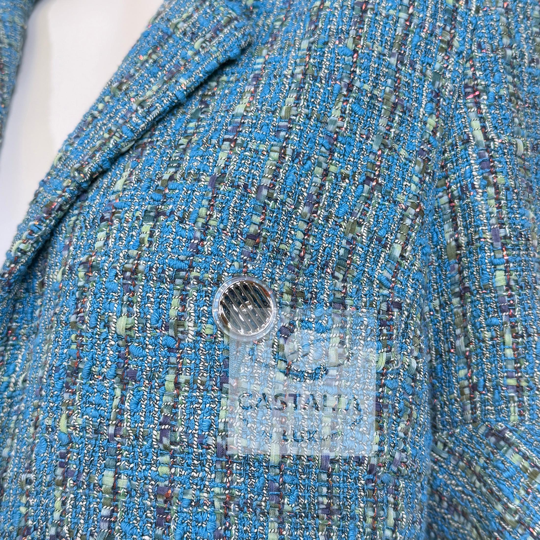 Chanel Nuovo Rinascimento Digitale Giacca in tweed blu 42 FR in vendita 7