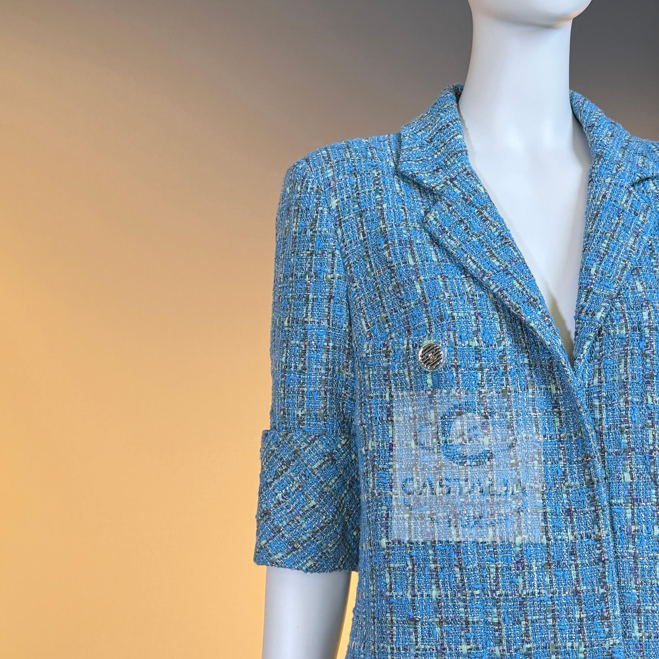 Chanel Nuovo Rinascimento Digitale Giacca in tweed blu 42 FR in vendita 9