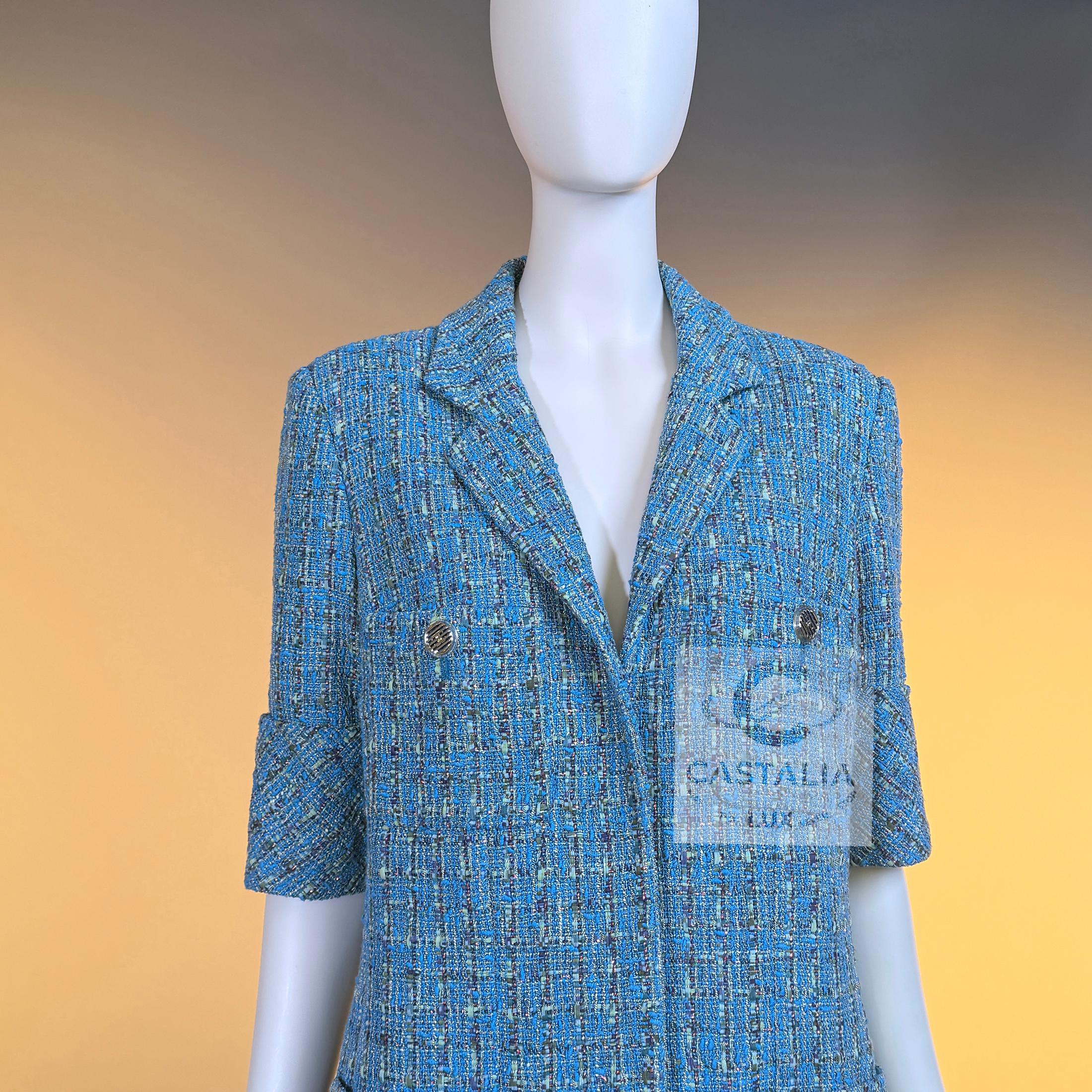 Chanel Nuovo Rinascimento Digitale Giacca in tweed blu 42 FR in vendita 11