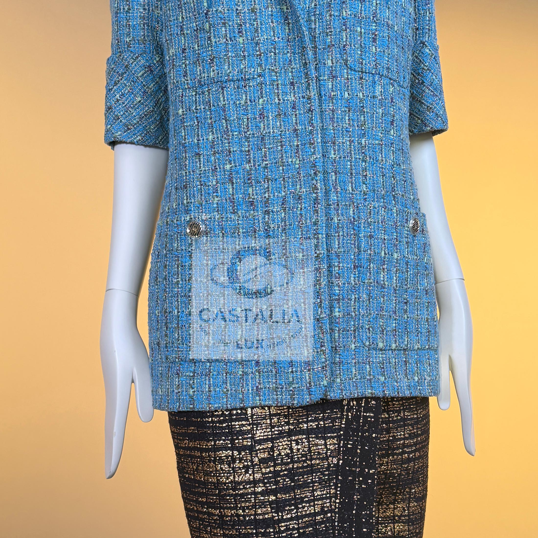 Chanel Nuovo Rinascimento Digitale Giacca in tweed blu 42 FR in vendita 12