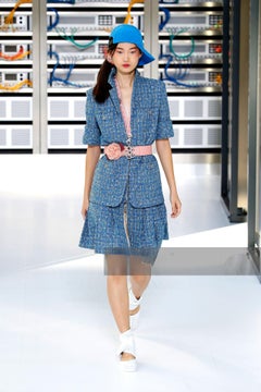 CHANEL New Digital Renaissance Blue Tweed Jacket 42 FR