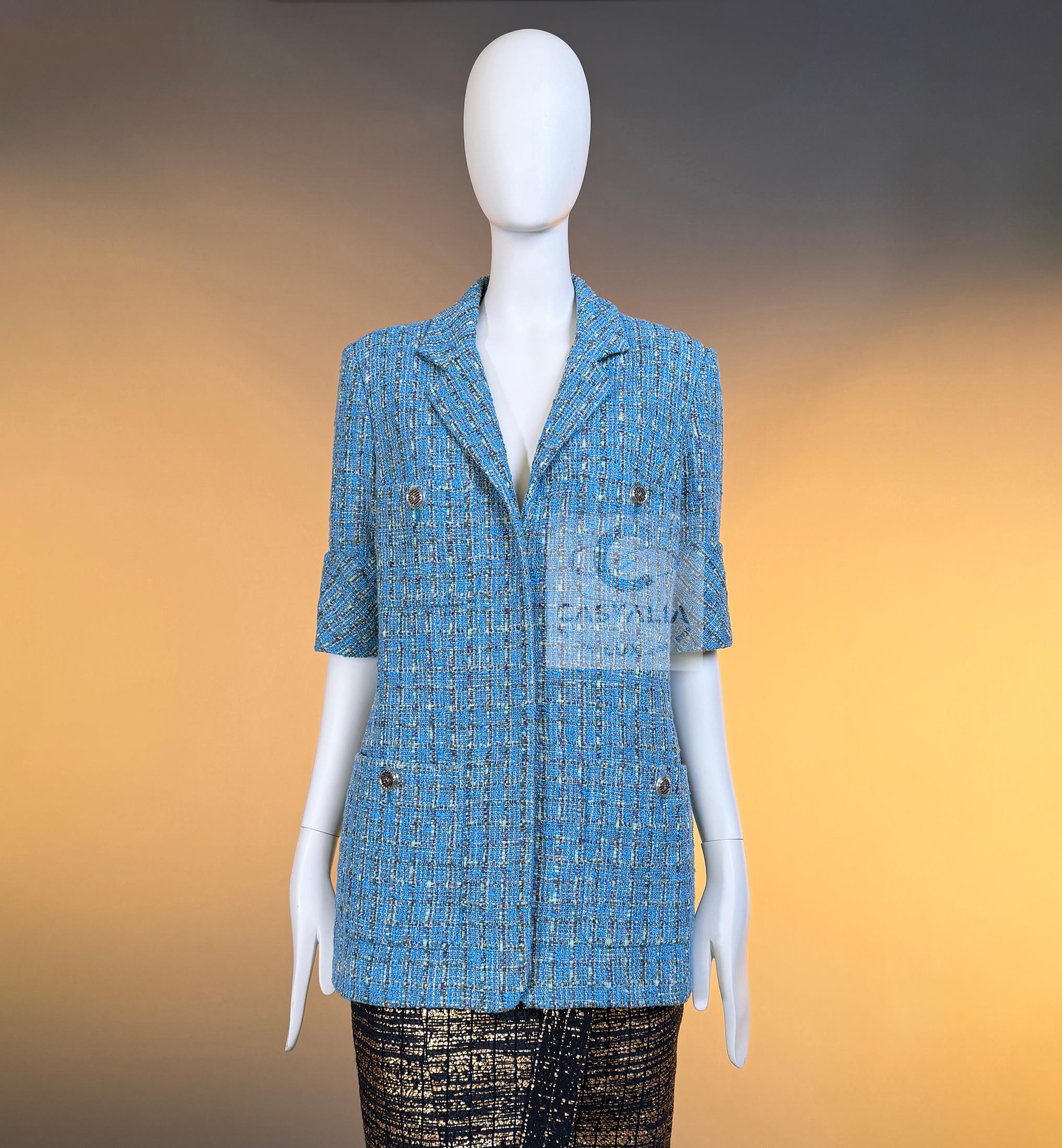 Chanel Nuovo Rinascimento Digitale Giacca in tweed blu 42 FR in vendita 4