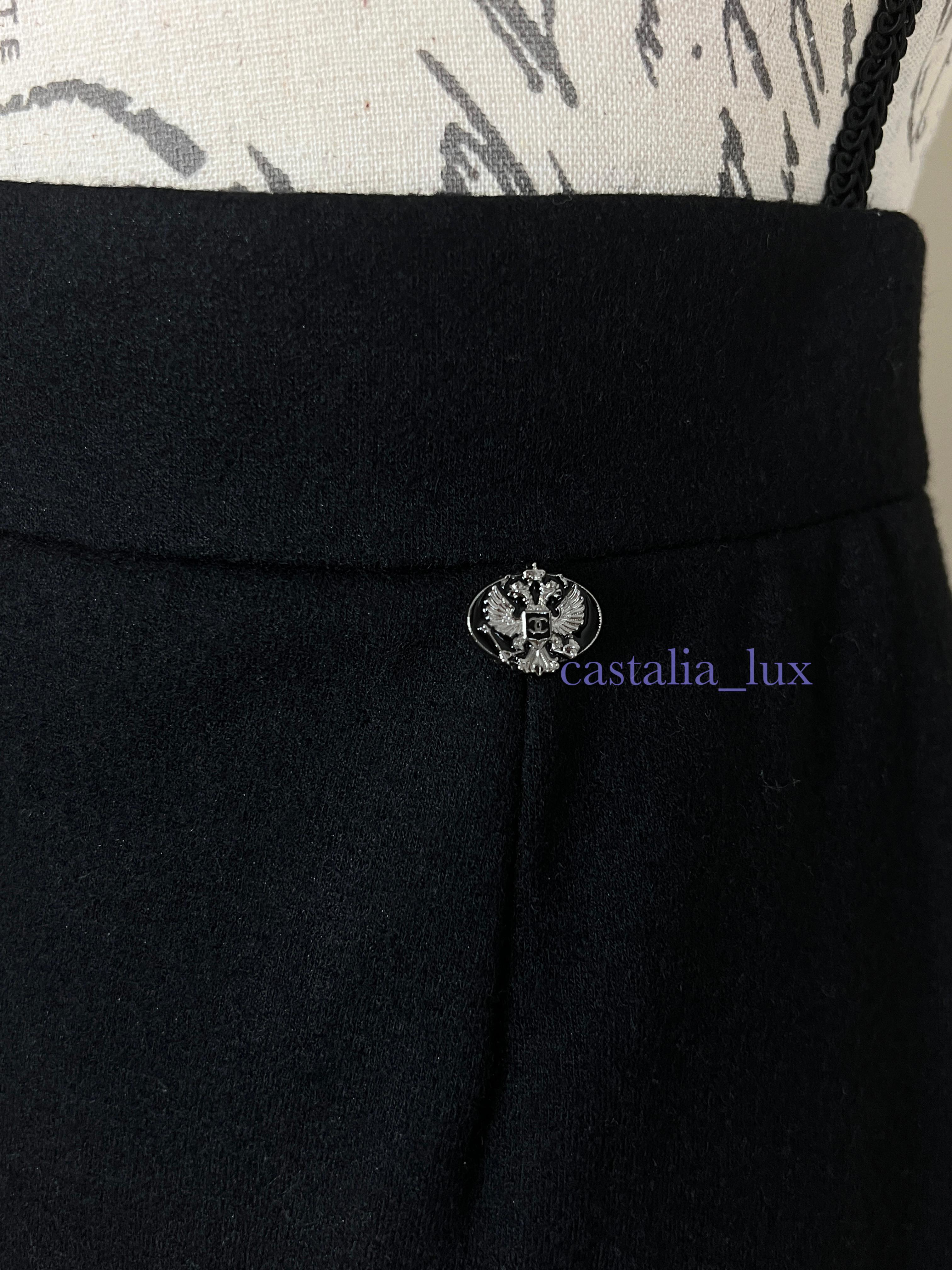 Chanel New Eagle Charm Black Pencil Skirt For Sale 6