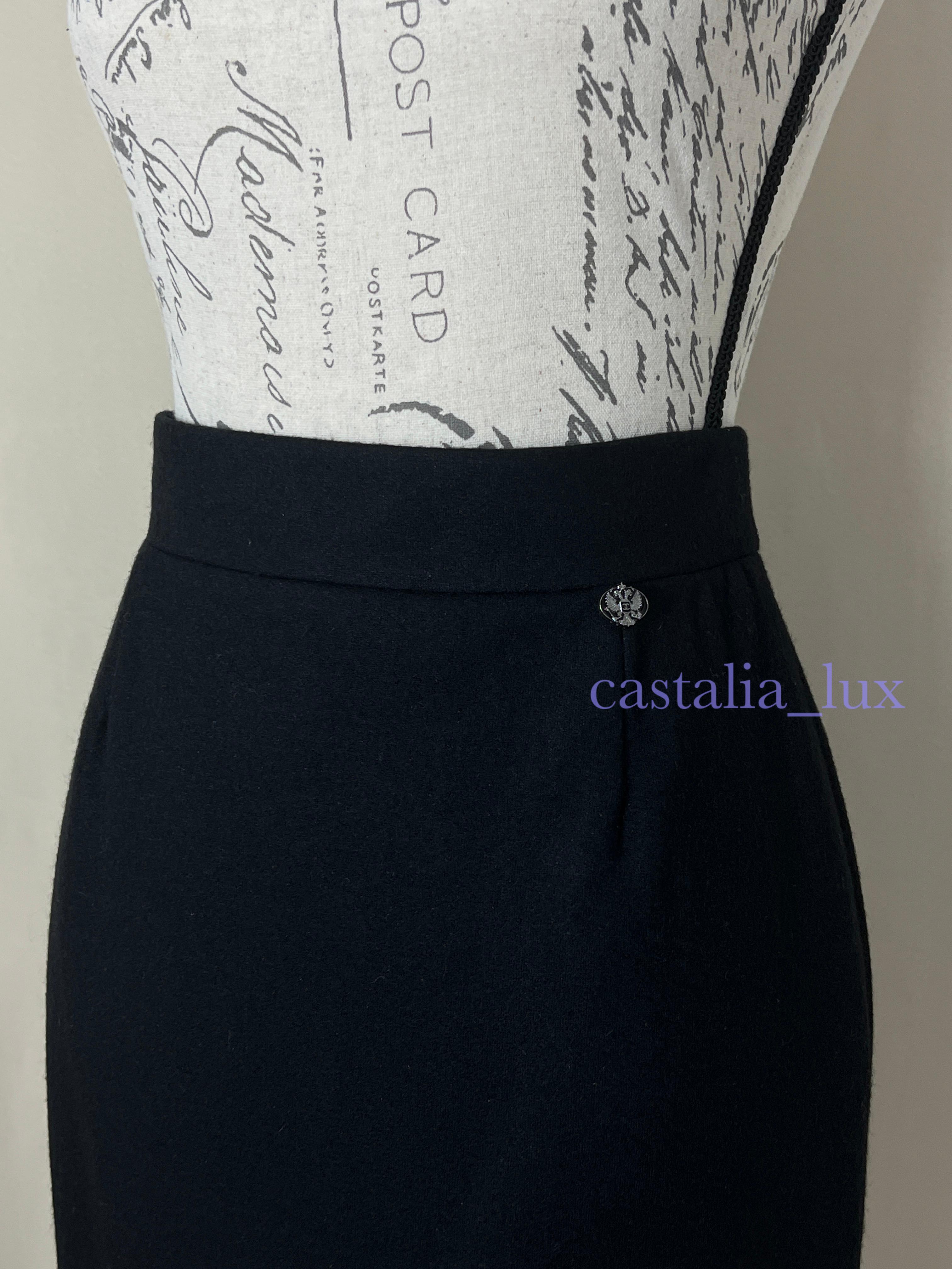 Chanel New Eagle Charm Black Pencil Skirt For Sale 1
