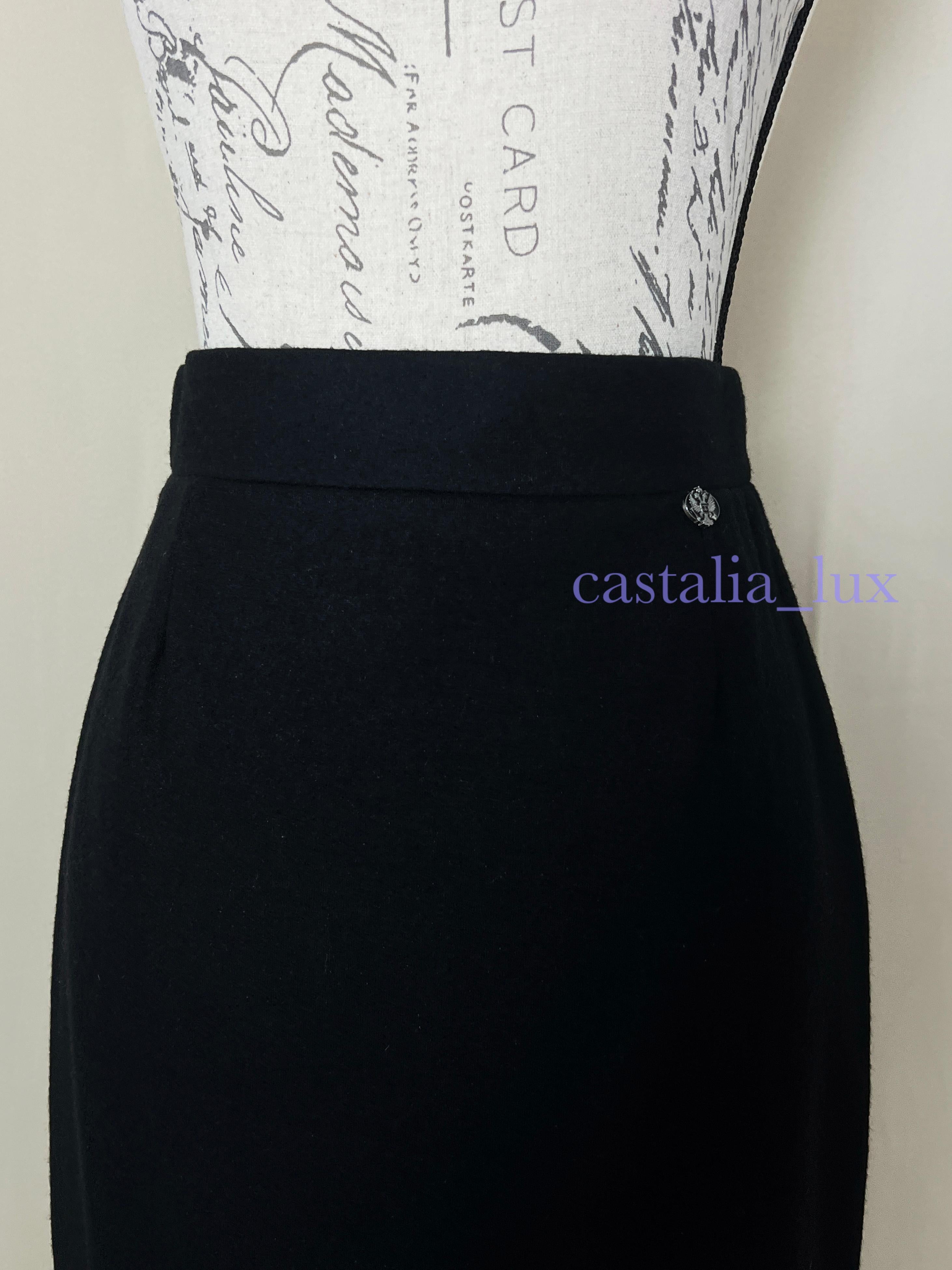 Chanel New Eagle Charm Black Pencil Skirt For Sale 4