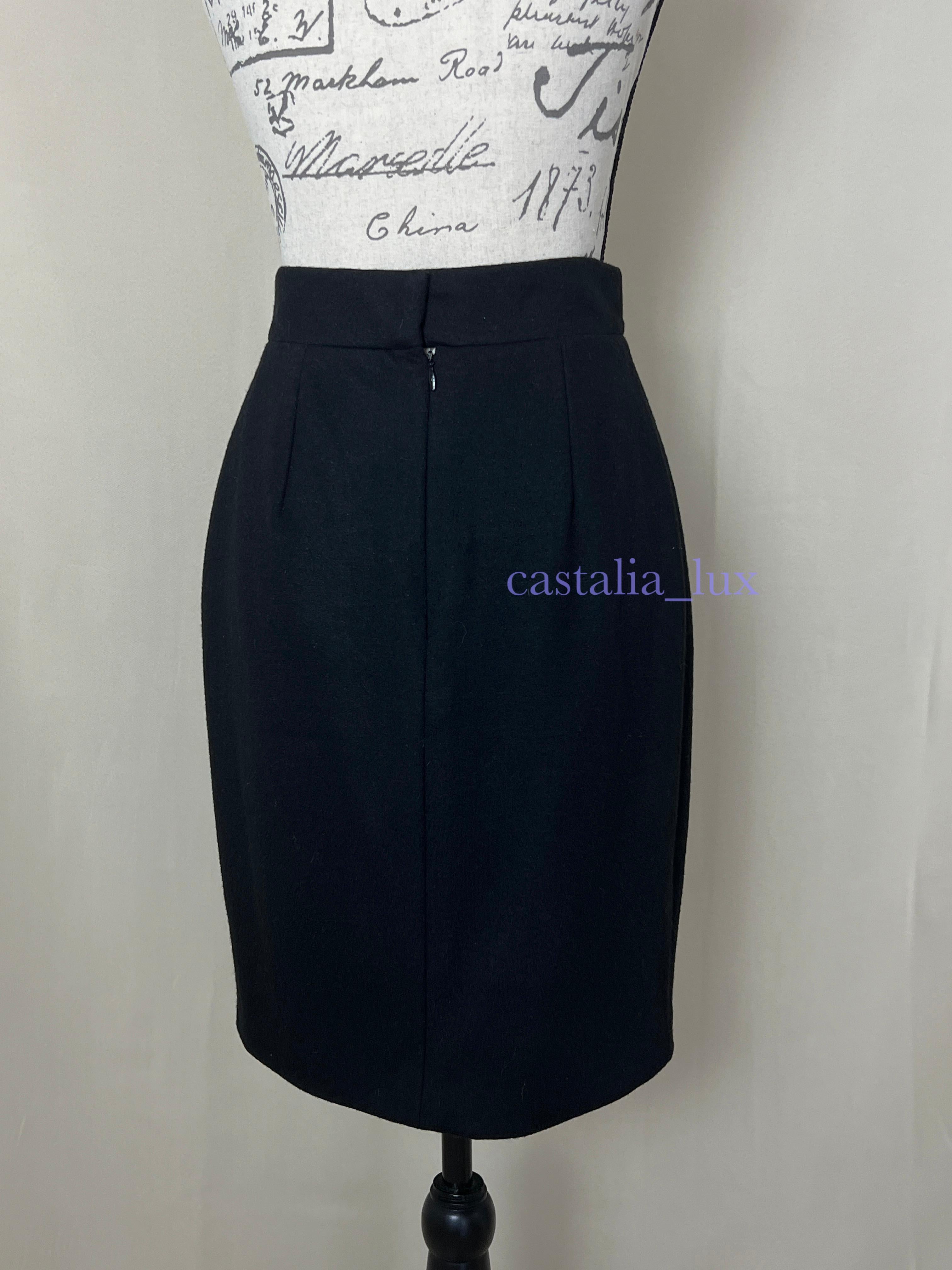 Chanel New Eagle Charm Black Pencil Skirt For Sale 5