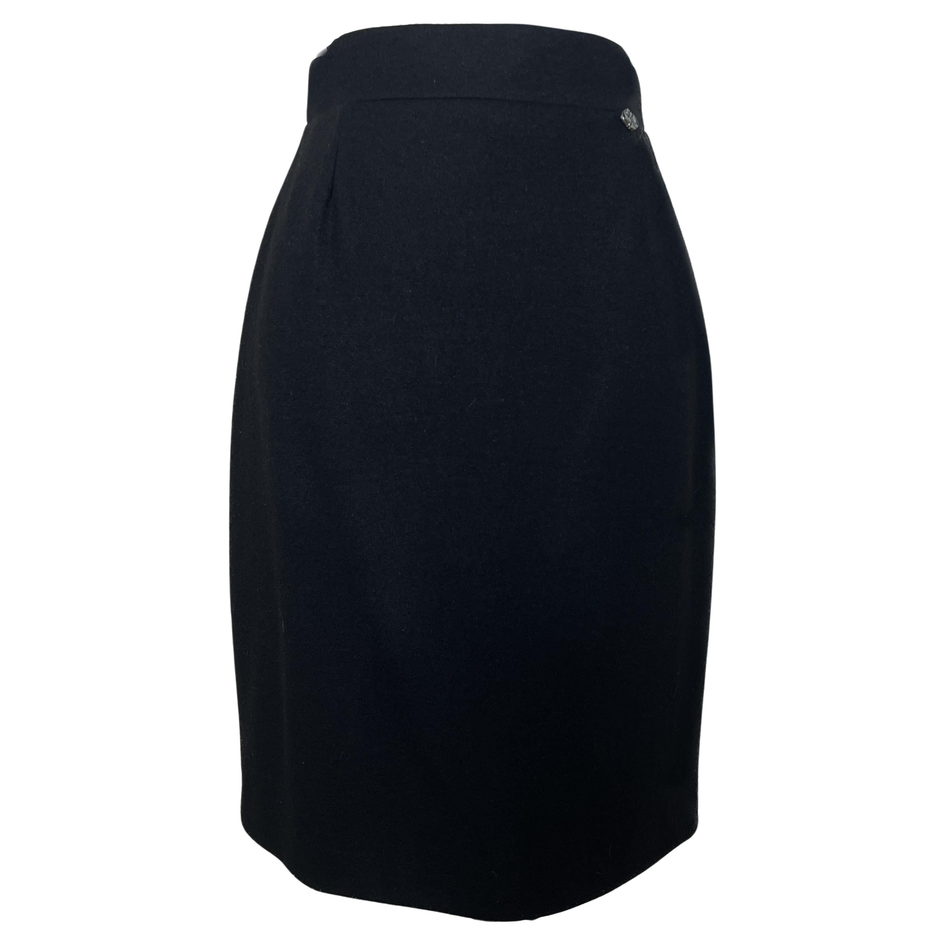 Chanel New Eagle Charm Black Pencil Skirt For Sale