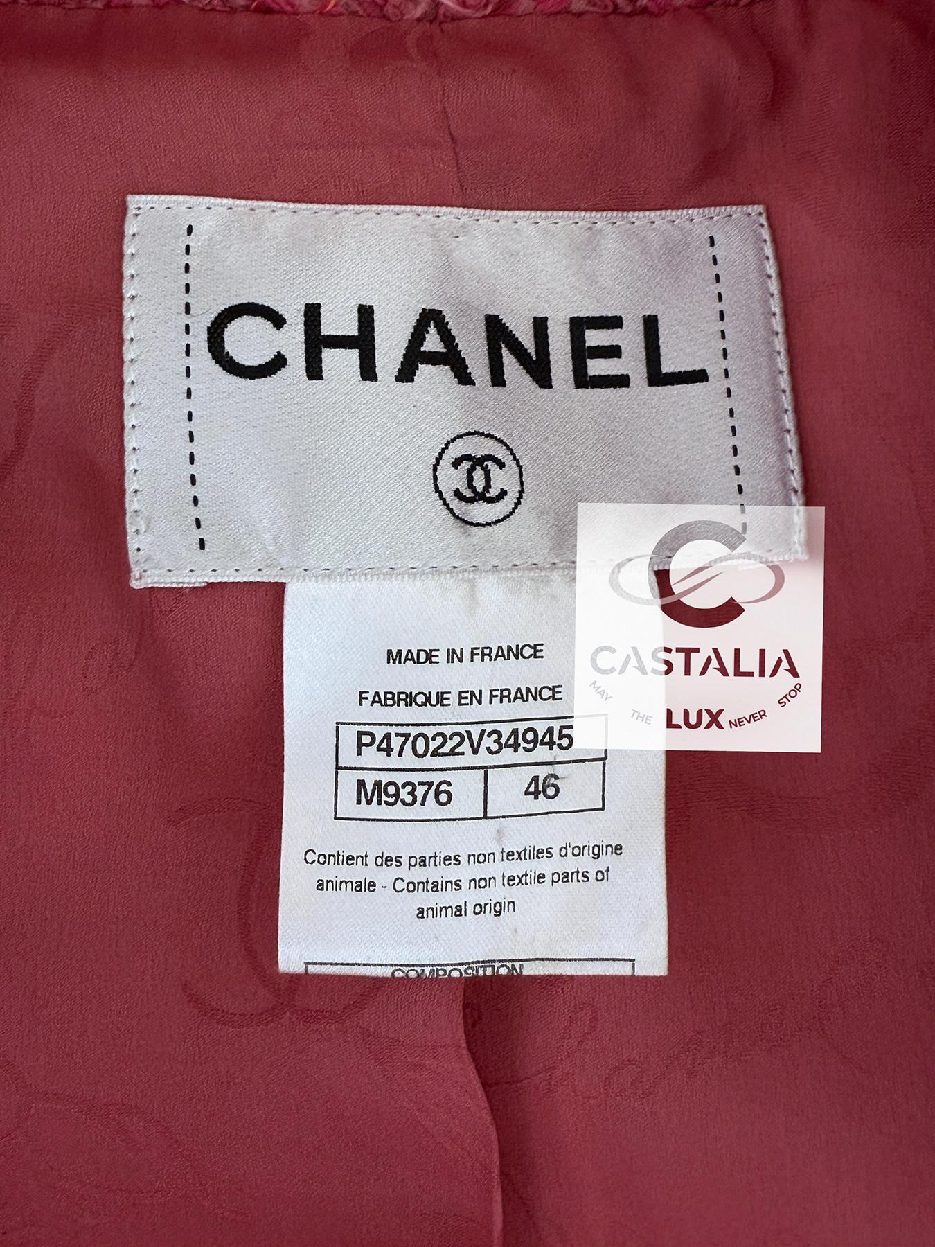 Chanel New Globalization Runway Pink Tweed Jacket with Bow 46 FR 10
