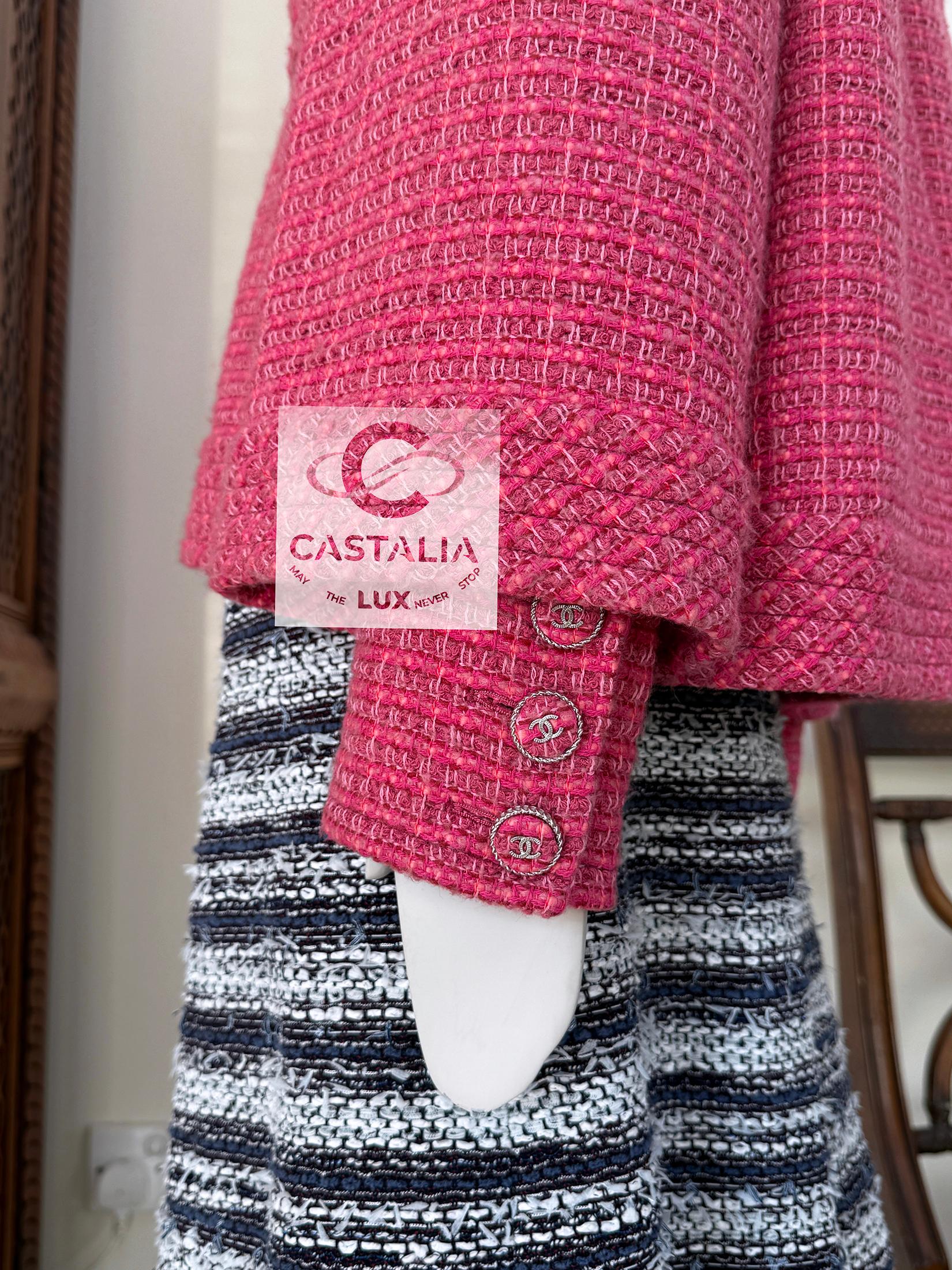 Veste en tweed rose avec nœud de défilé Chanel New Globalisation Runway 46 FR 3
