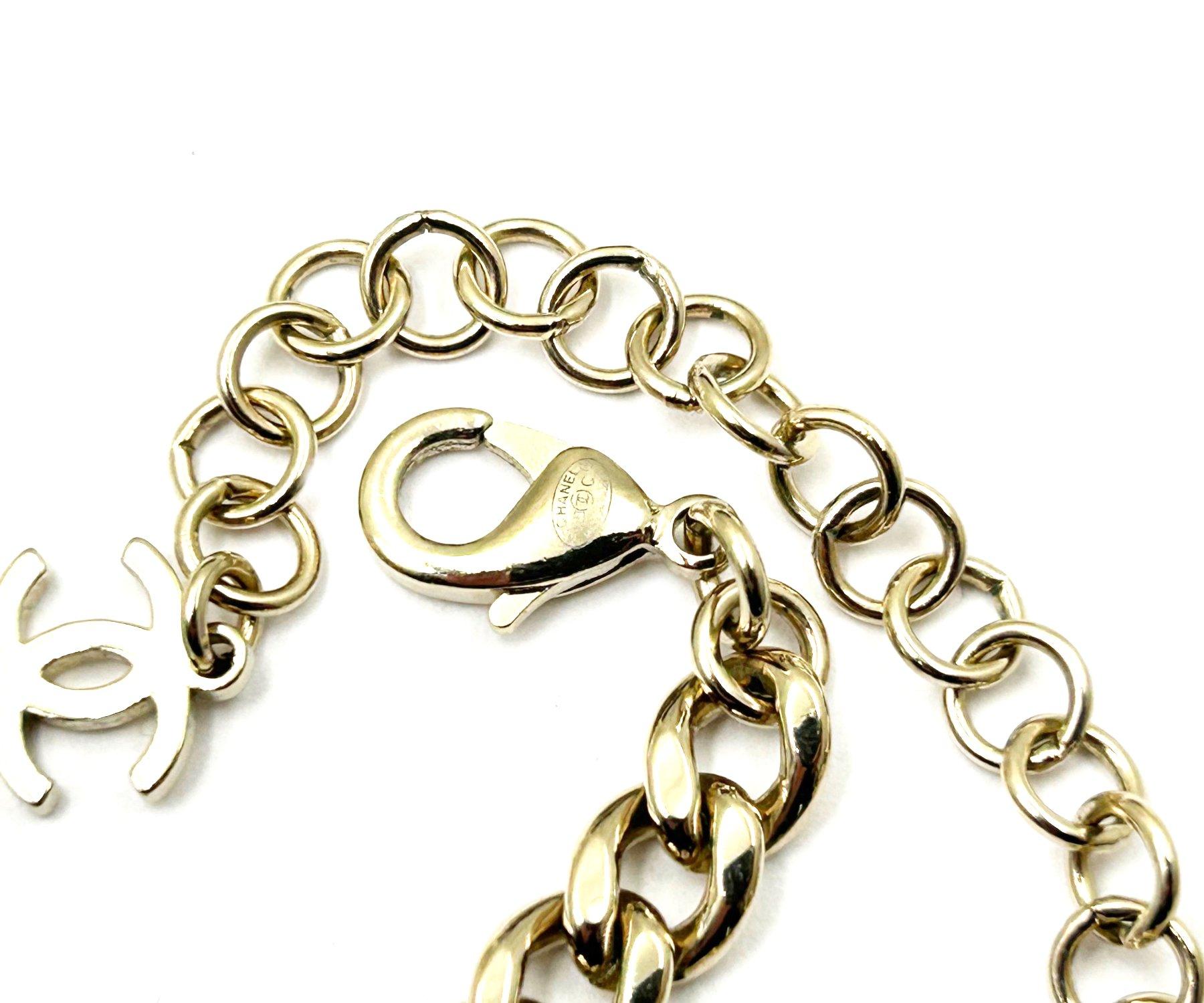 Women's Chanel New Gold CC 3 Heart Crystal Chain Choker Necklace  For Sale