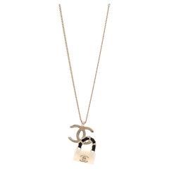  CHANEL NEW Gold Chain CC Double Charm Necklace in Box