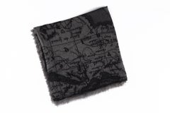 Chanel New Gray Cashmere Map Shawl