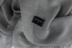 Chanel New Grey Cashmere Oversize Shawl