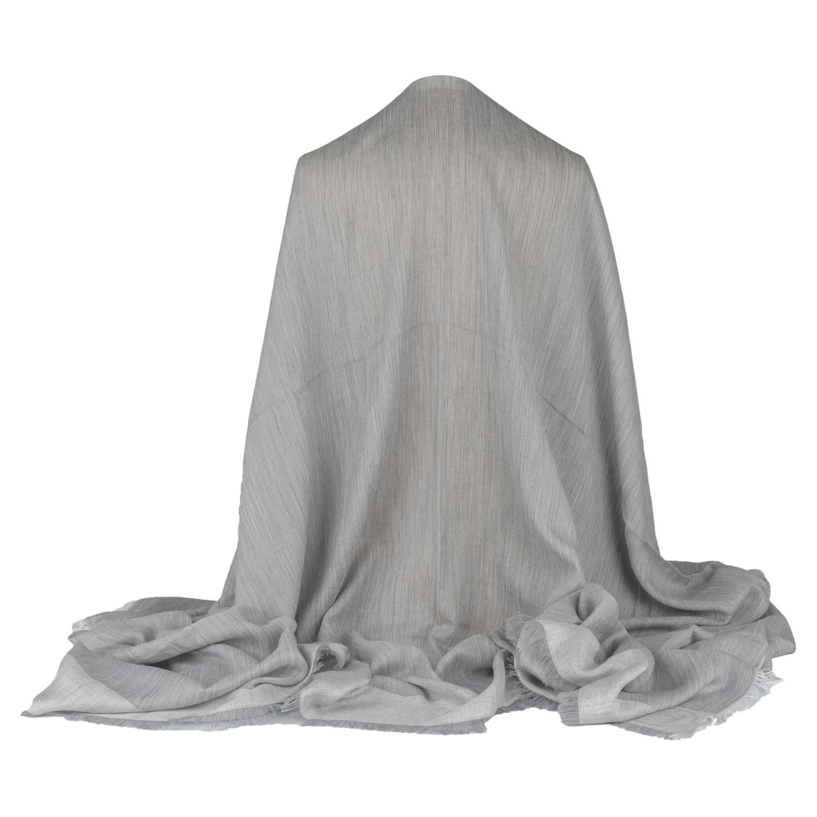 Chanel New Grey Cashmere Oversize Shawl For Sale