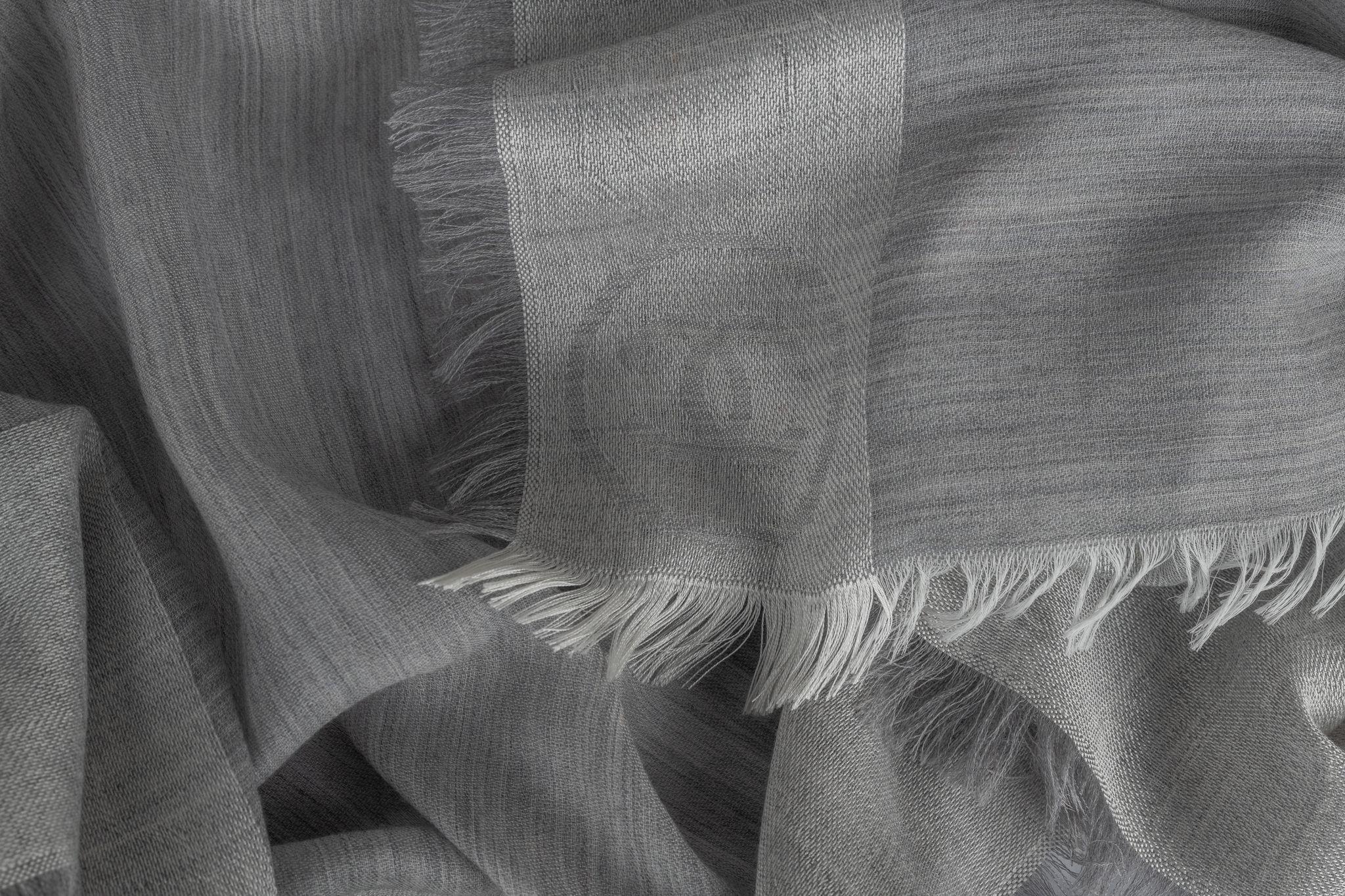 Gray Chanel New Grey Cashmere Shawl  For Sale