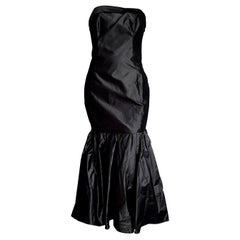 Antique CHANEL "New" Haute Couture Strapless Anthracite Silk Gown - Unworn