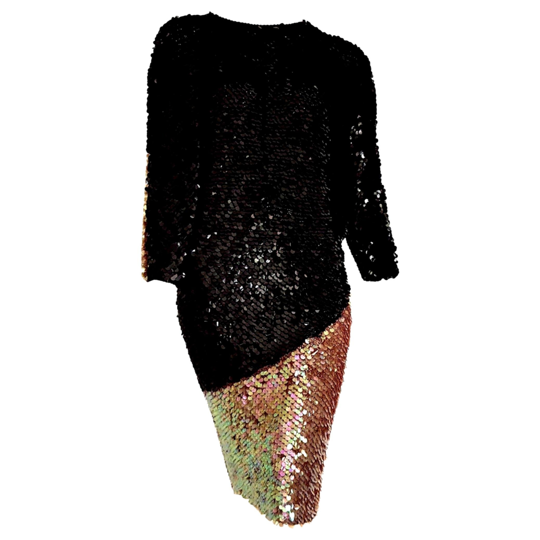CHANEL "New" Haute Couture Swarovski Sequins on Knit Black Pearl dress - Unworn For Sale