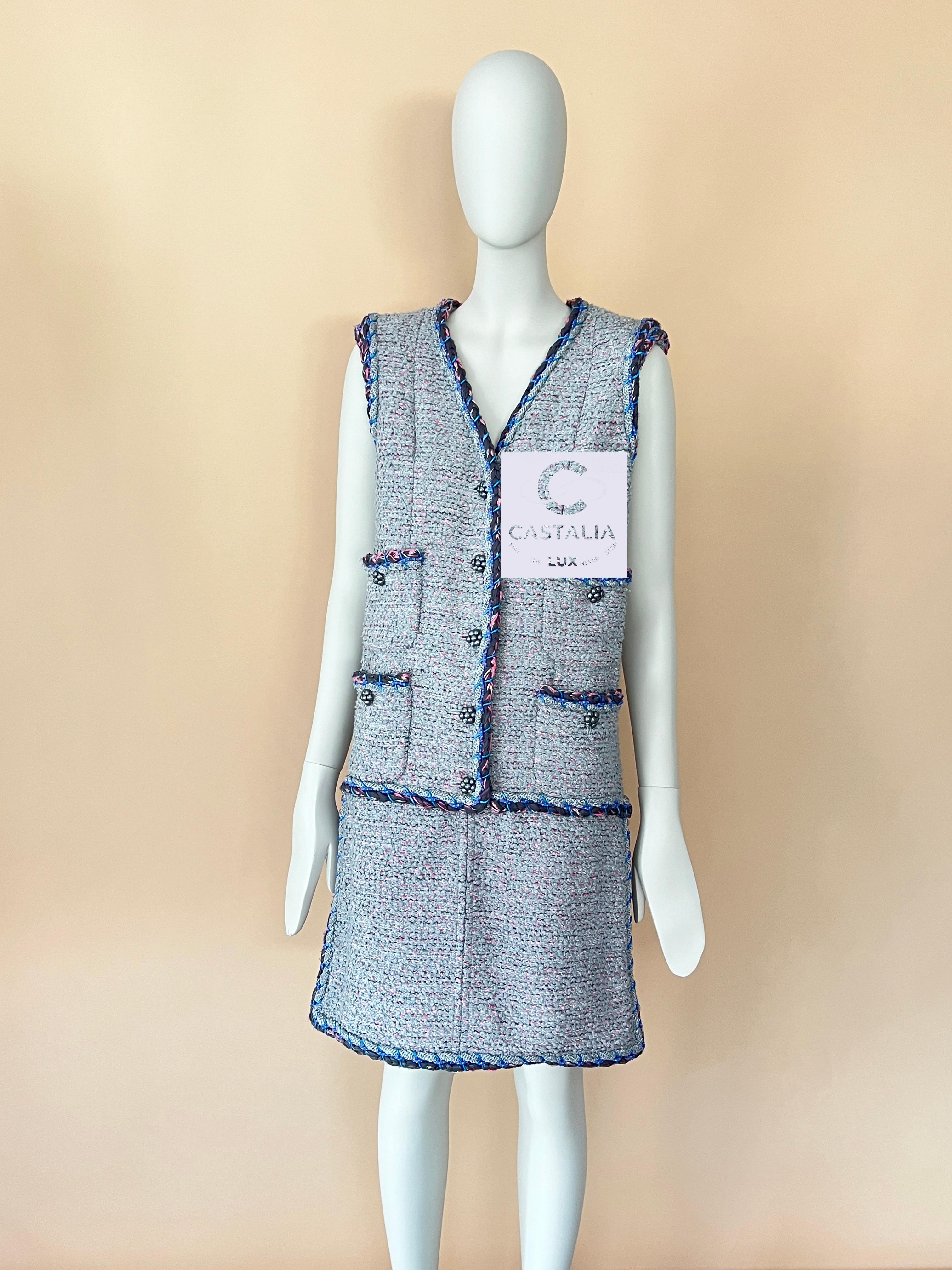 Chanel New Icon Cara Delevingne Runway Tweed Dress 2