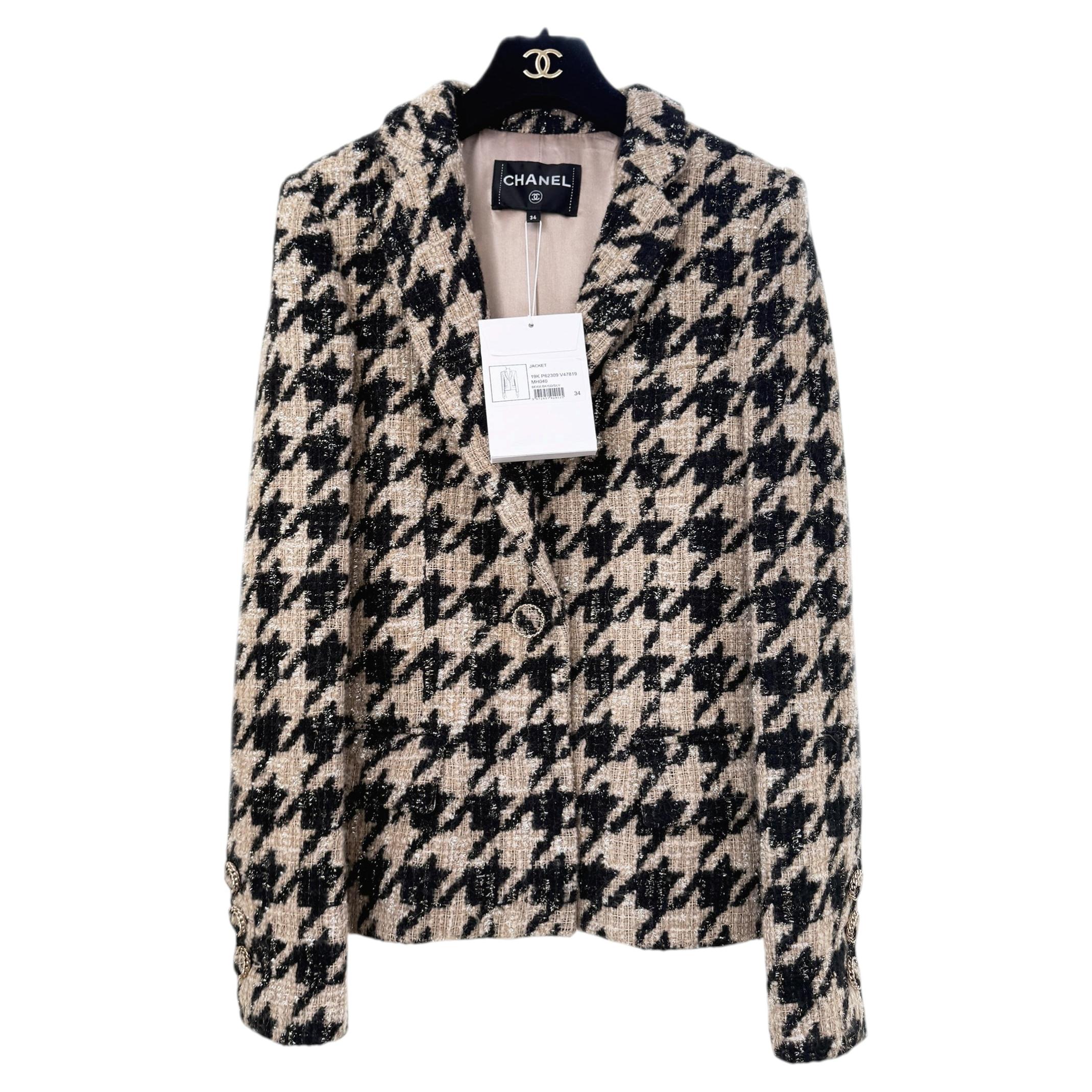 CHANEL – Neue ikonische Tweedjacke mit Hahnentrittmuster, Herbst 2019, Größe 34 FR
