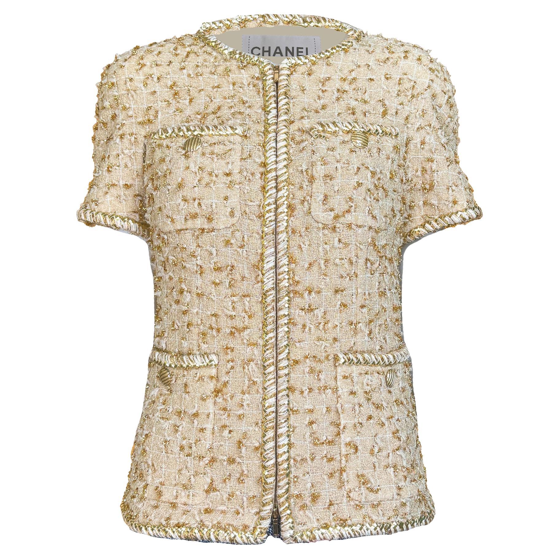 CHANEL New Iconic 2019 Spring Beige Sand Tweed Jacket 34 FR