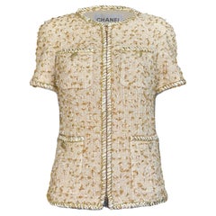 CHANEL New Iconic 2019 Spring Beige Sand Tweed Jacket 34 FR