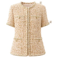 CHANEL New Iconic 2019 Spring Beige Sand Tweed Jacket 34 FR