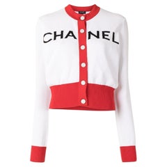 Used Chanel New Iconic 2019 Spring Logo Runway Cardigan