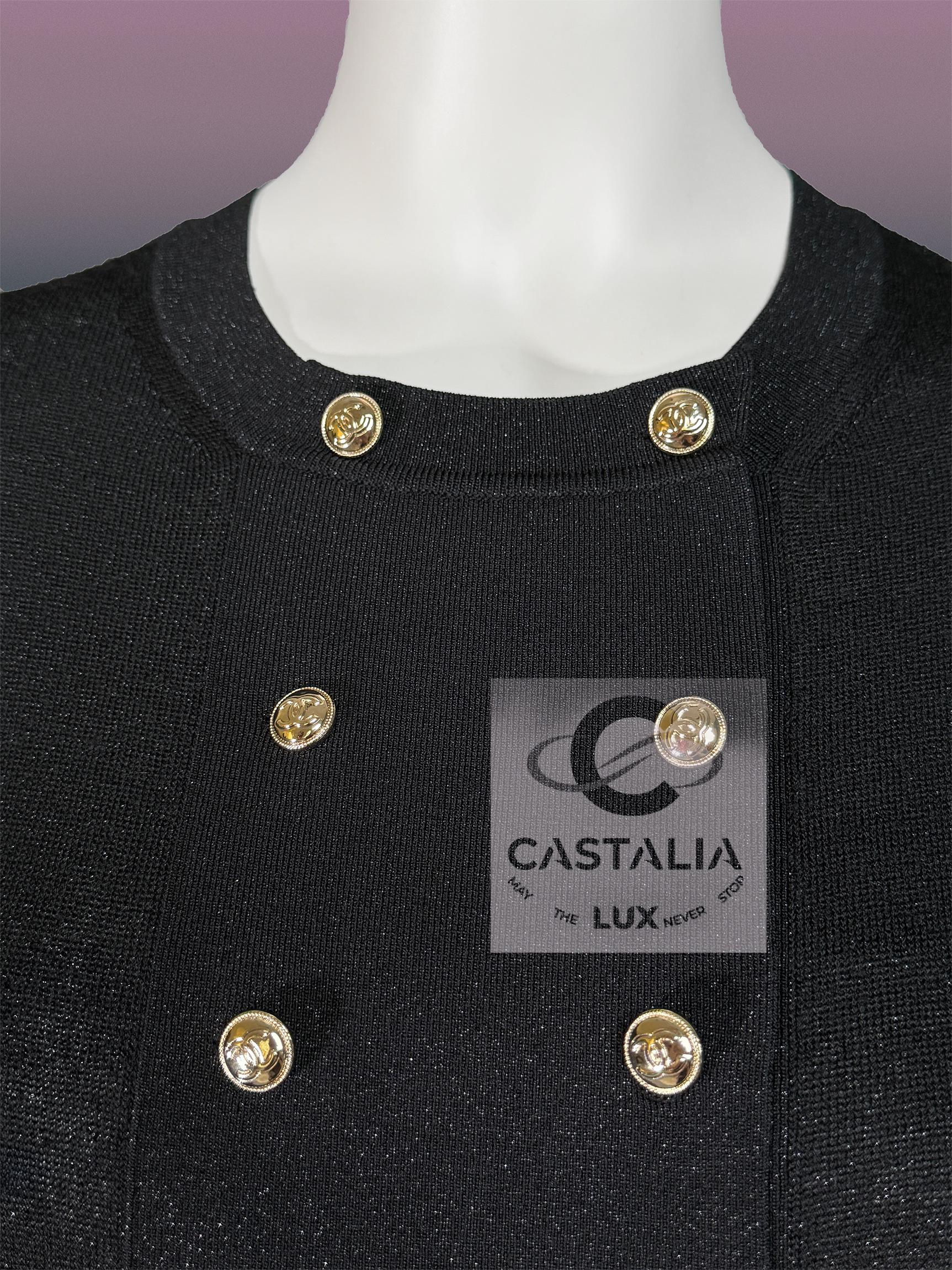 CHANEL New Iconic 2020 Ad Campaign Schwarz Schimmer Kleid 42 FR im Angebot 6