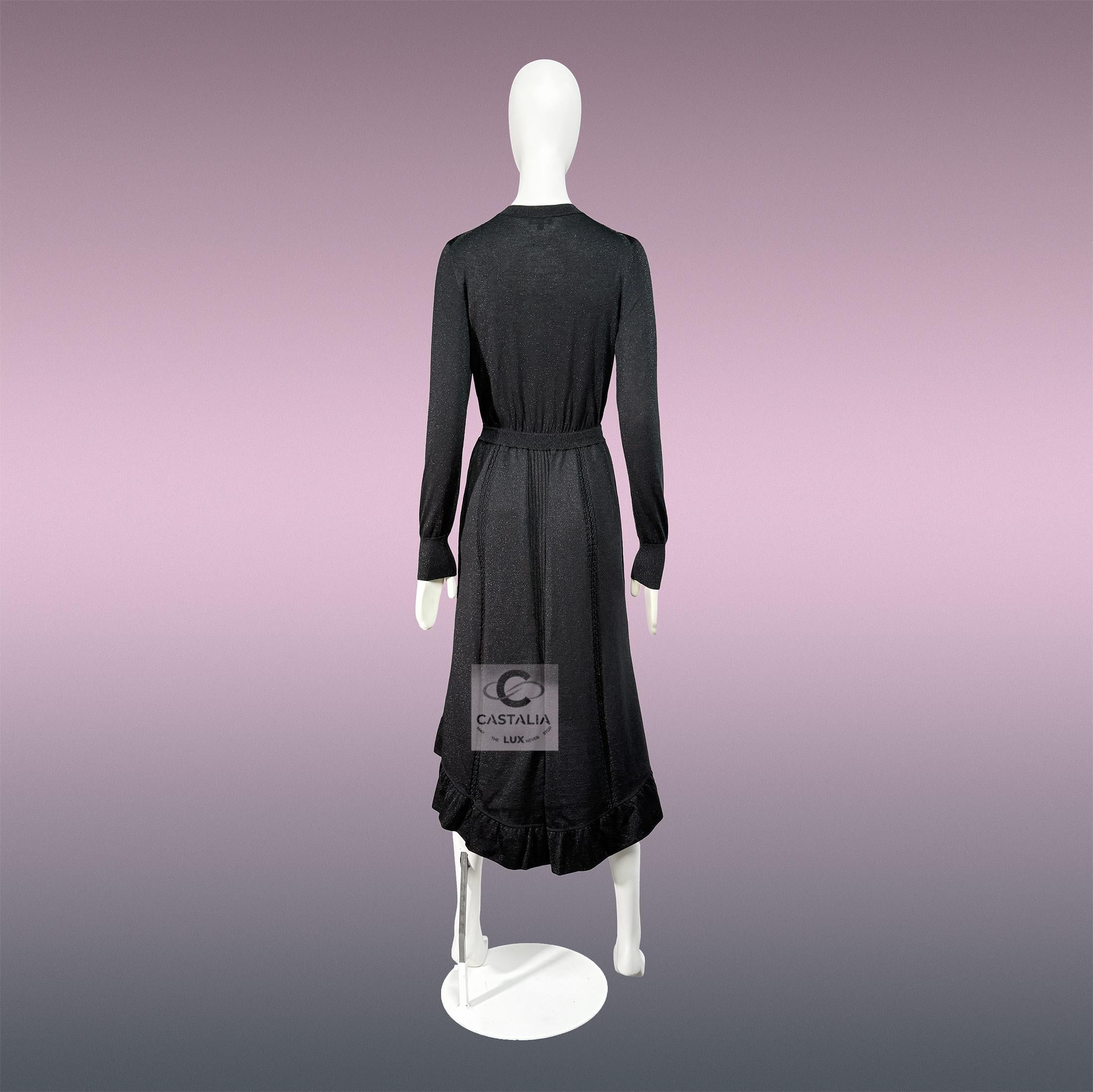 CHANEL New Iconic 2020 Ad Campaign Schwarz Schimmer Kleid 42 FR im Angebot 8