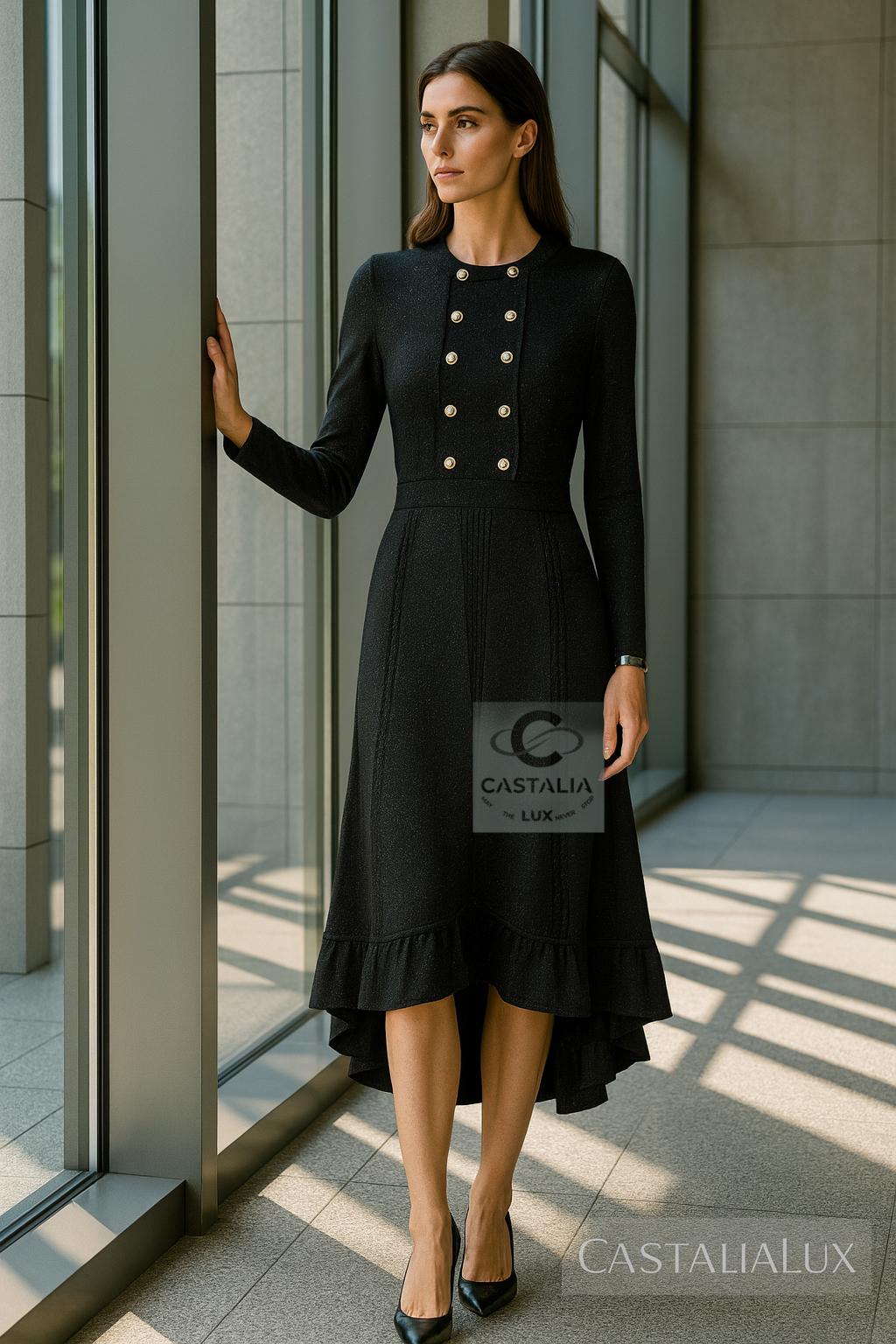 CHANEL New Iconic 2020 Ad Campaign Schwarz Schimmer Kleid 42 FR im Angebot 9