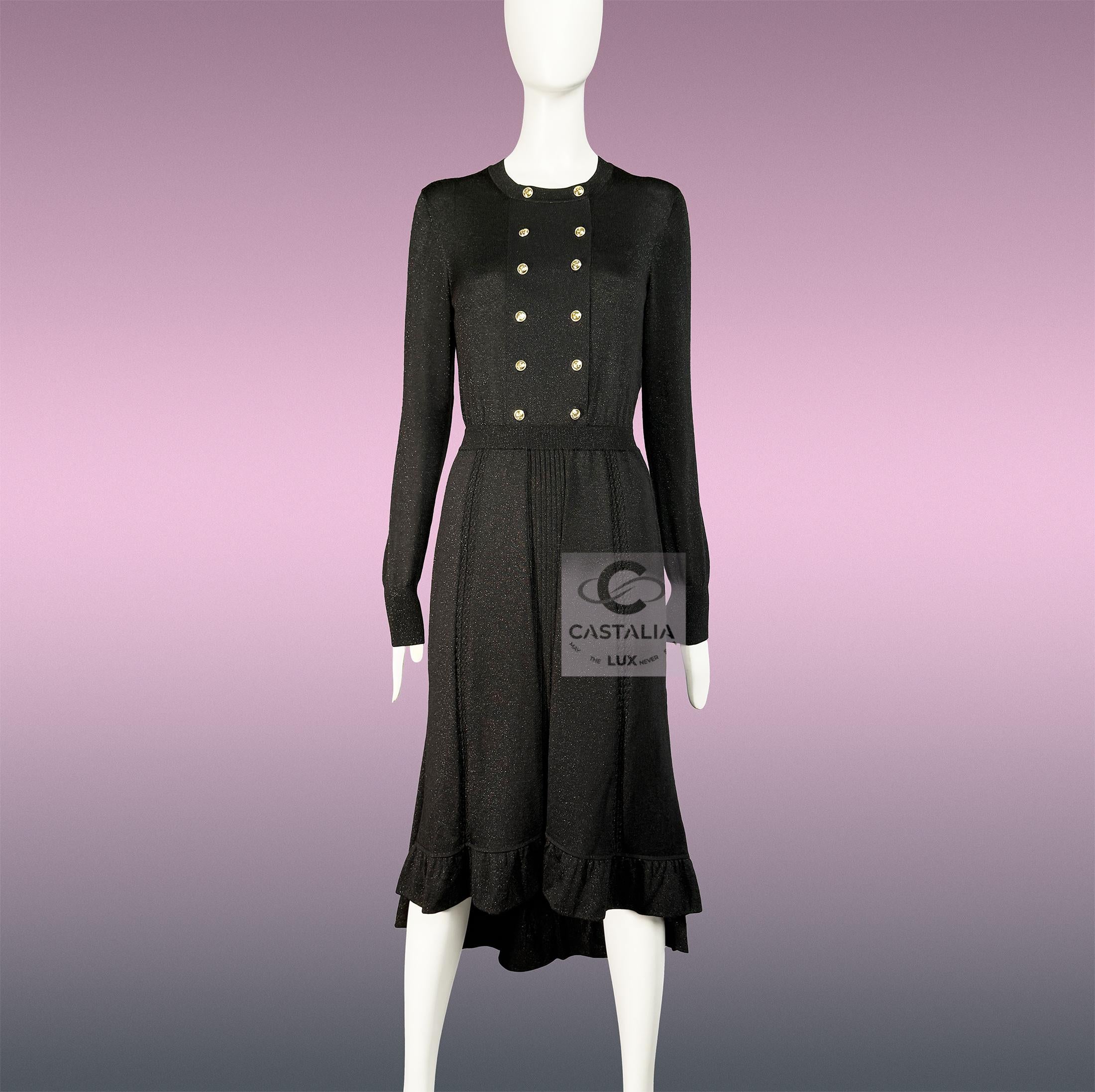 CHANEL New Iconic 2020 Ad Campaign Schwarz Schimmer Kleid 42 FR im Angebot 10