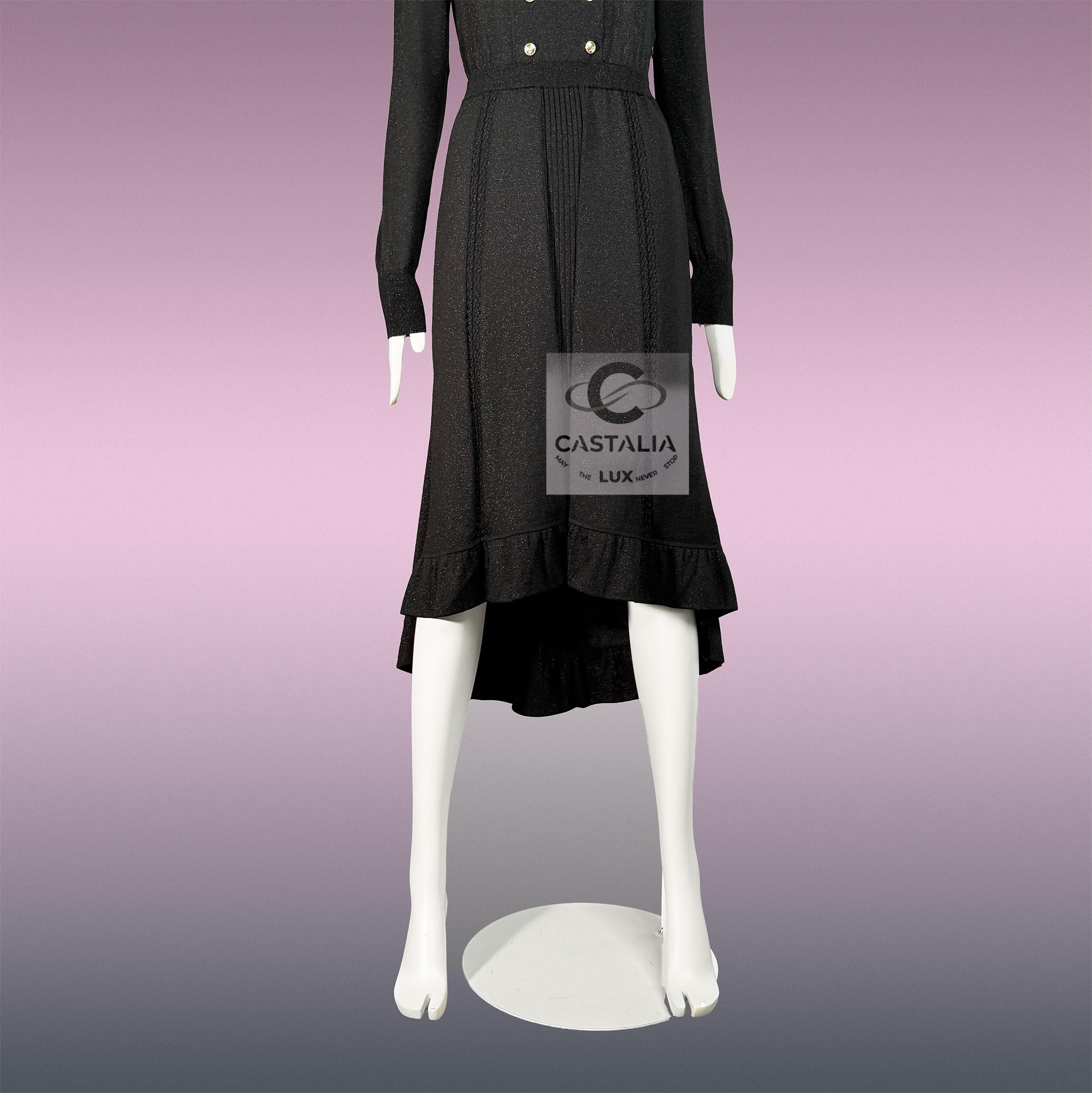 CHANEL New Iconic 2020 Ad Campaign Schwarz Schimmer Kleid 42 FR im Angebot 11