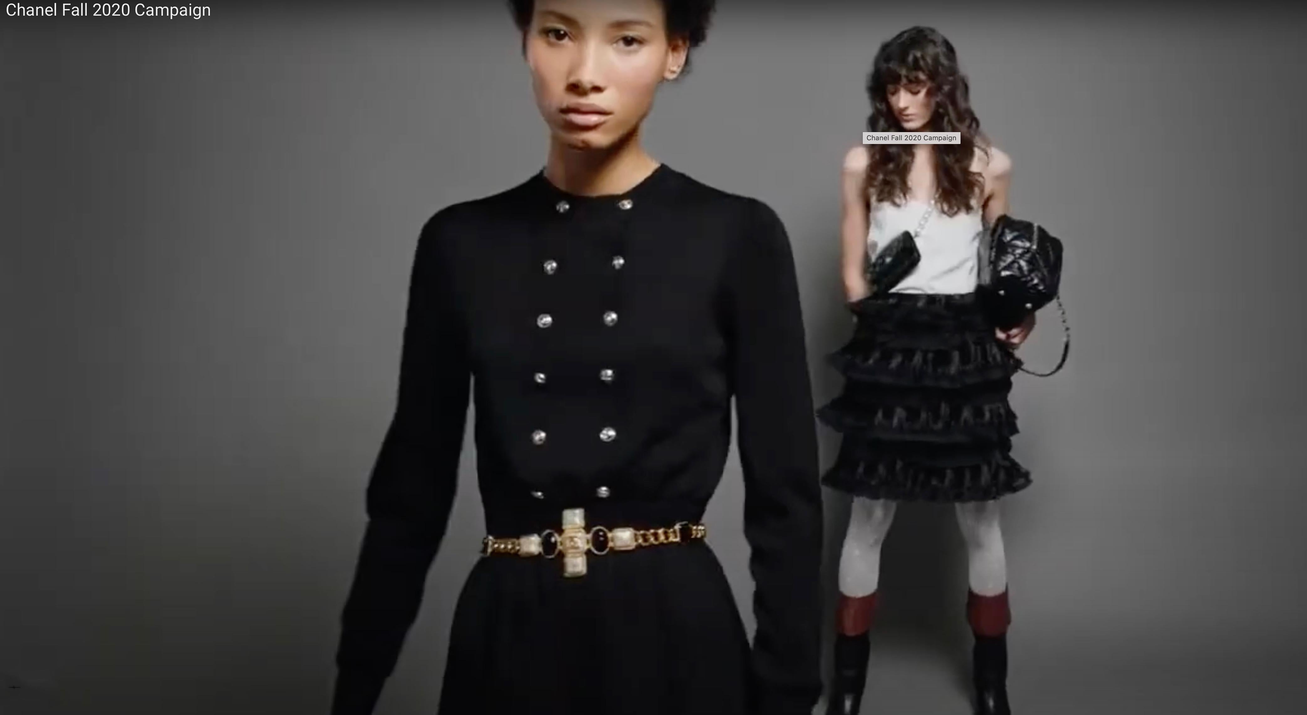 CHANEL New Iconic 2020 Ad Campaign Schwarz Schimmer Kleid 42 FR im Angebot 1