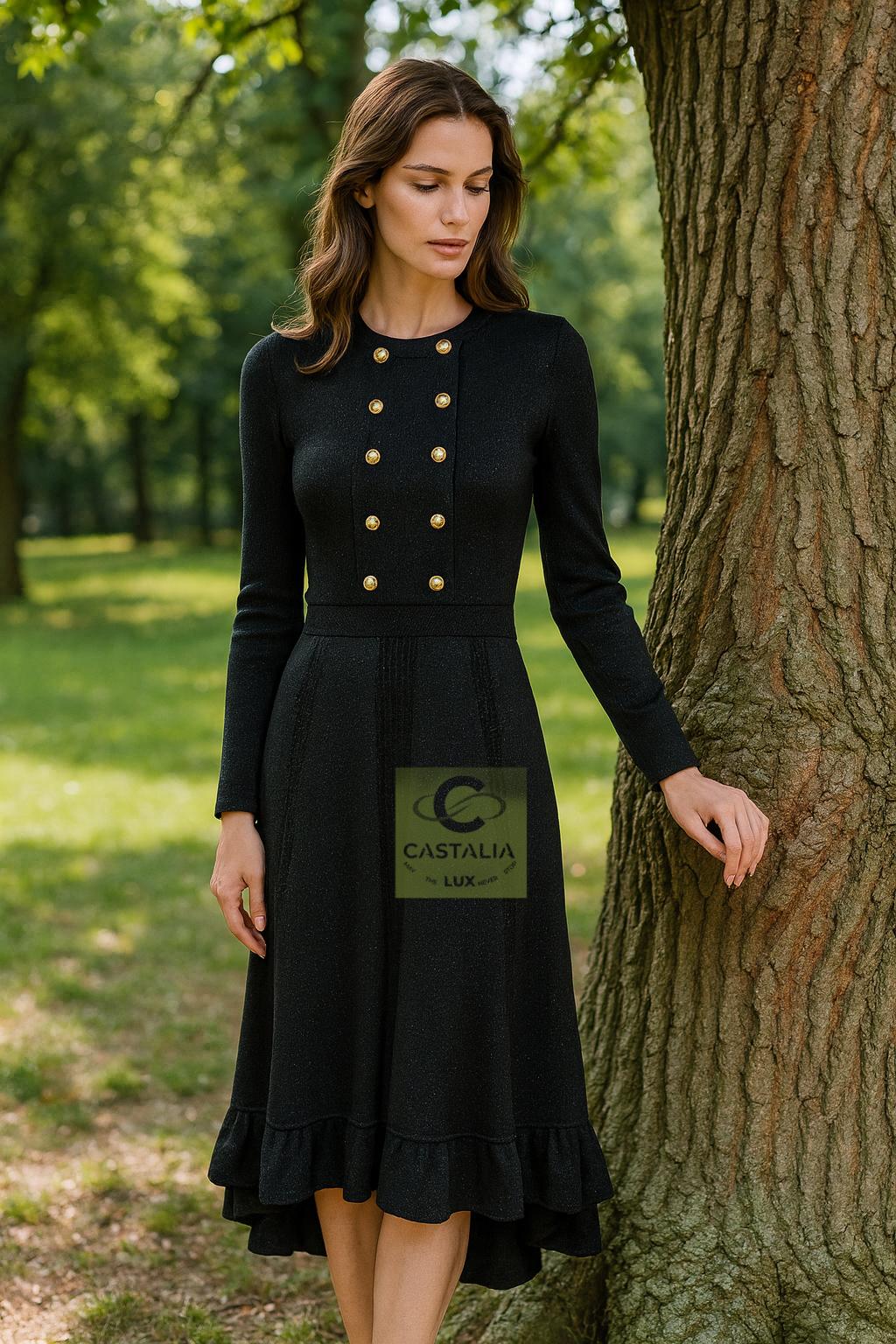 CHANEL New Iconic 2020 Ad Campaign Schwarz Schimmer Kleid 42 FR im Angebot 2