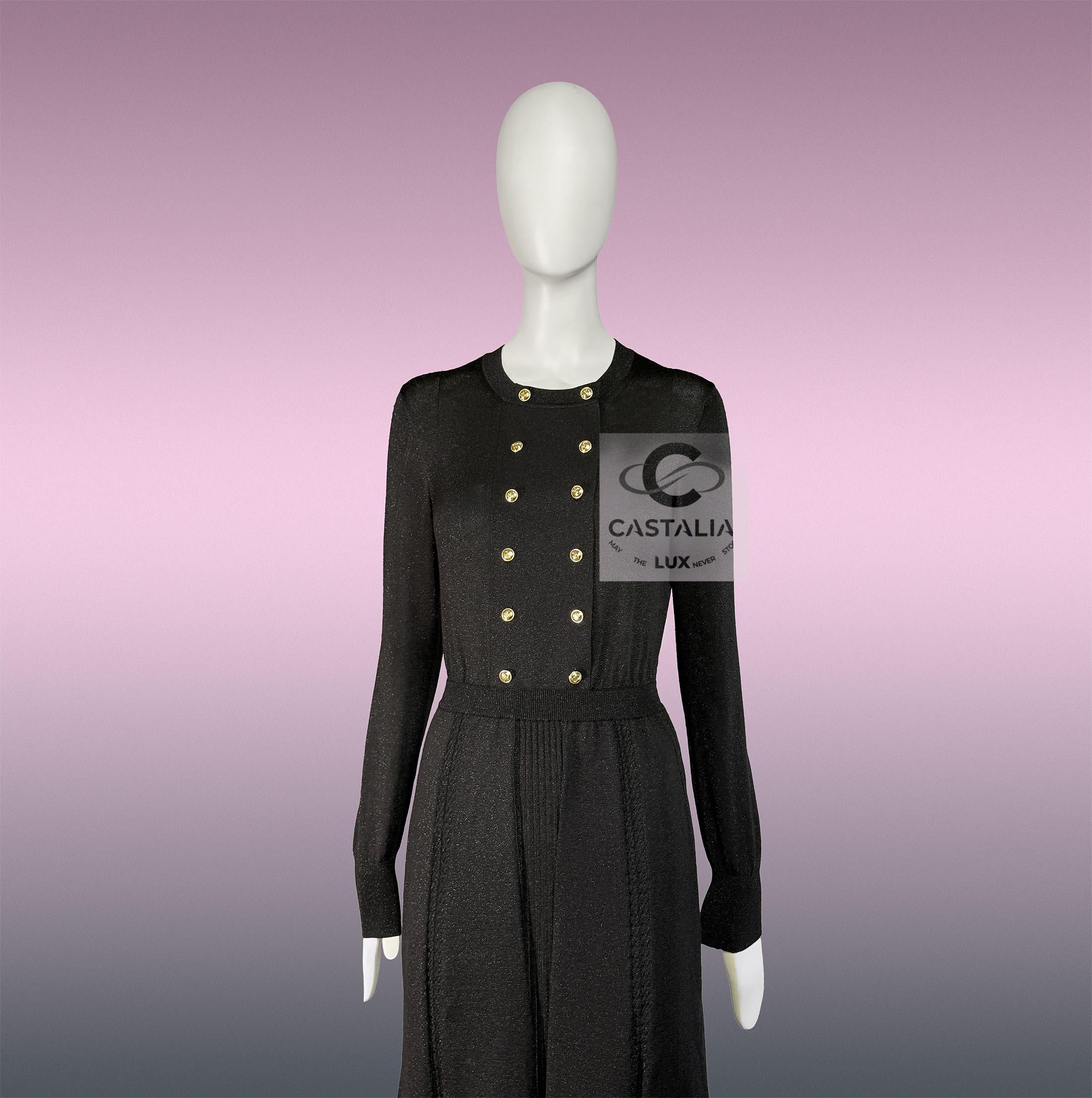 CHANEL New Iconic 2020 Ad Campaign Schwarz Schimmer Kleid 42 FR im Angebot 4
