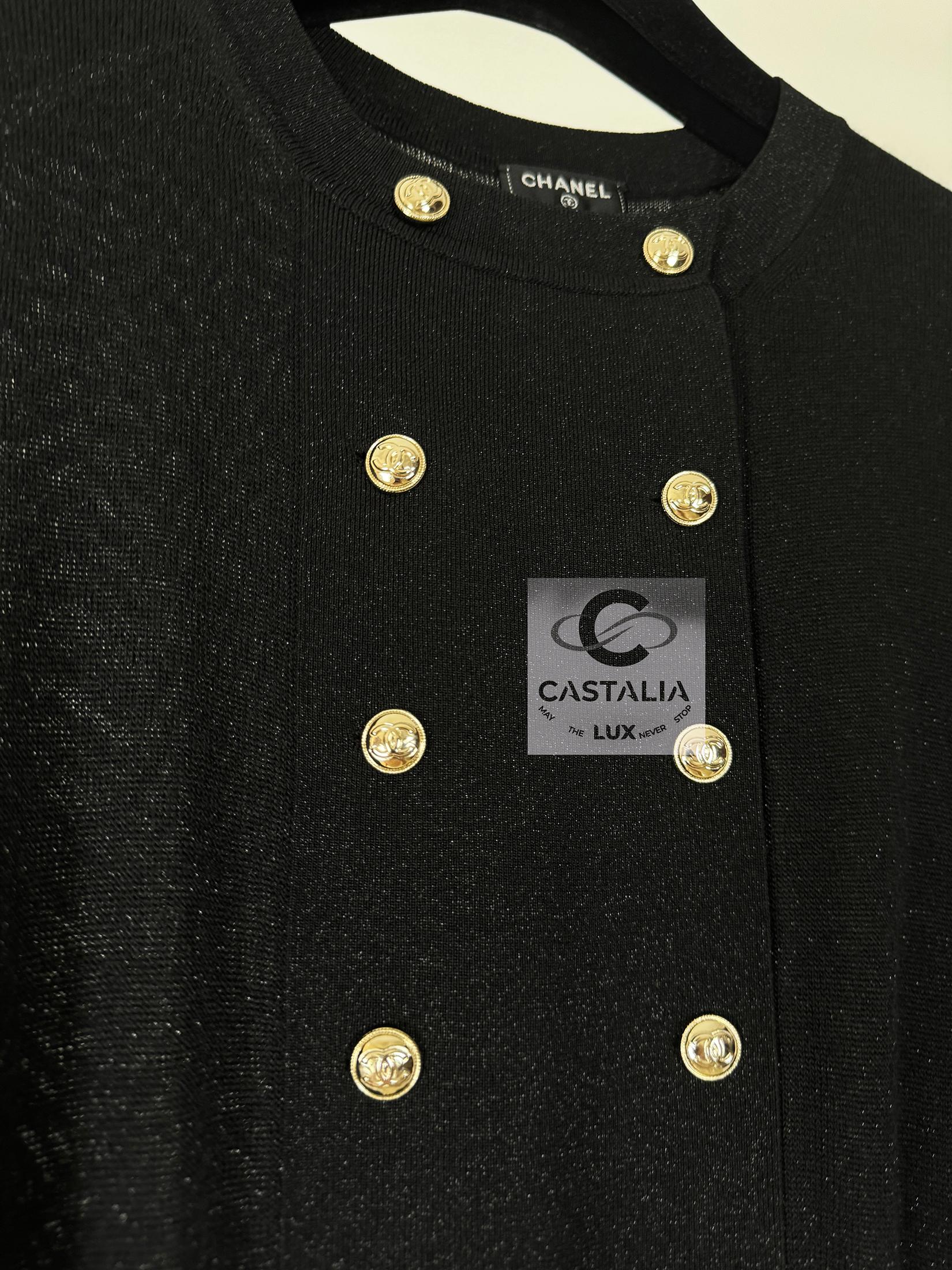 Chanel New Iconic 2020 Ad Campaign Maxi Black Shimmer Dress 34 FR For Sale 14