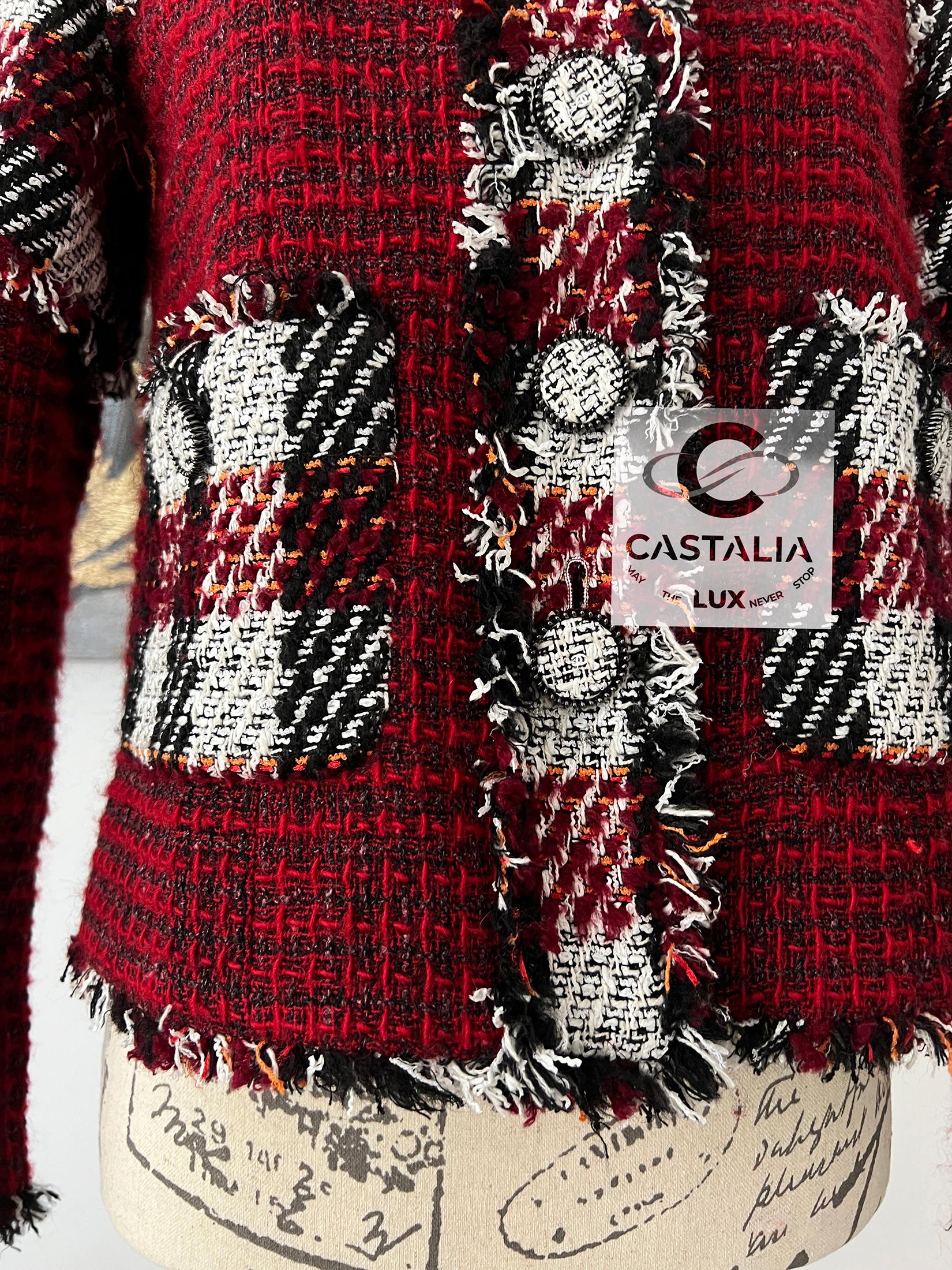 CHANEL Nueva chaqueta de tweed burdeos estilo Anna Wintour 34 FR en venta 5